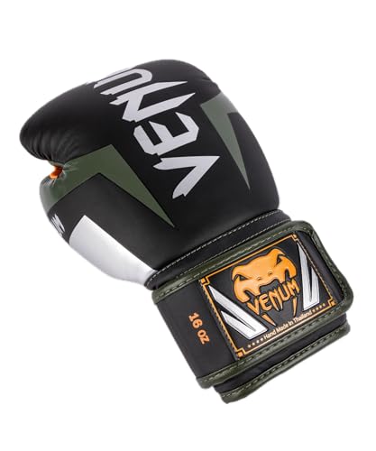 Venum Elite Boxing Gloves - Black/Silver/Kaki