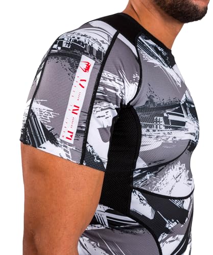 Venum Men's Standard Electron 3.0 Short Sleeve Rashguard - Grey/Red