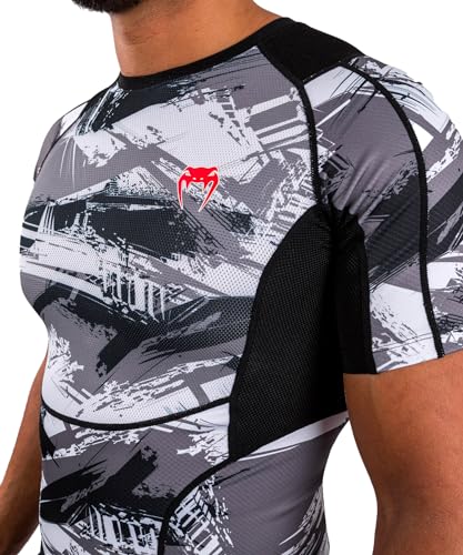 Venum Men's Standard Electron 3.0 Short Sleeve Rashguard - Grey/Red