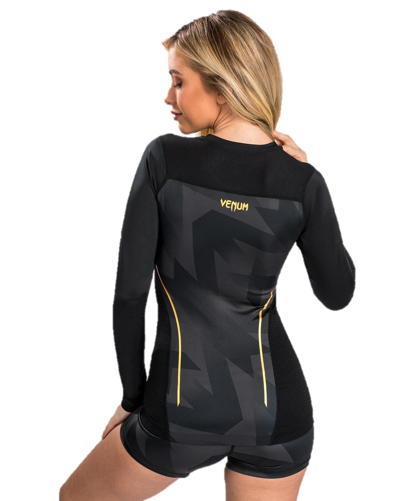 Venum Women's Standard Razor Long Sleeve Rashguard - Black/Gold