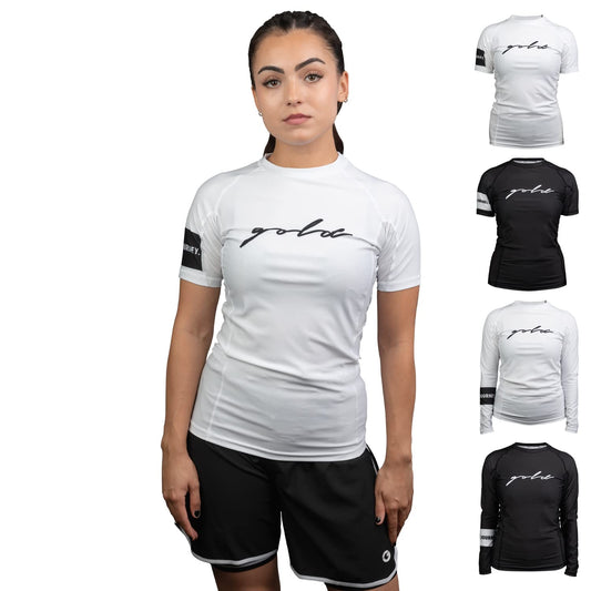 Gold BJJ Foundation Women's Short Sleeve Rash Guard - White