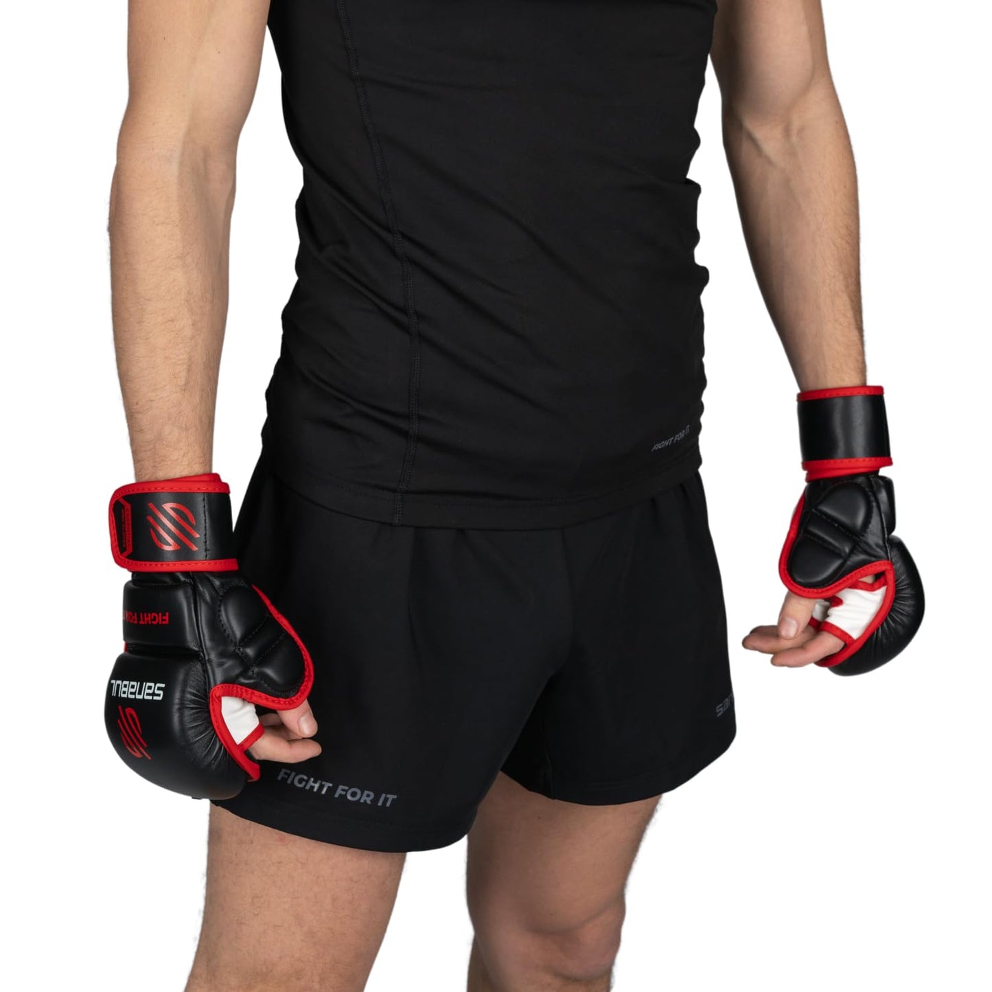 Sanabul Essential 7 oz MMA Gloves Training Gloves - Black/Red, Large/X-Large