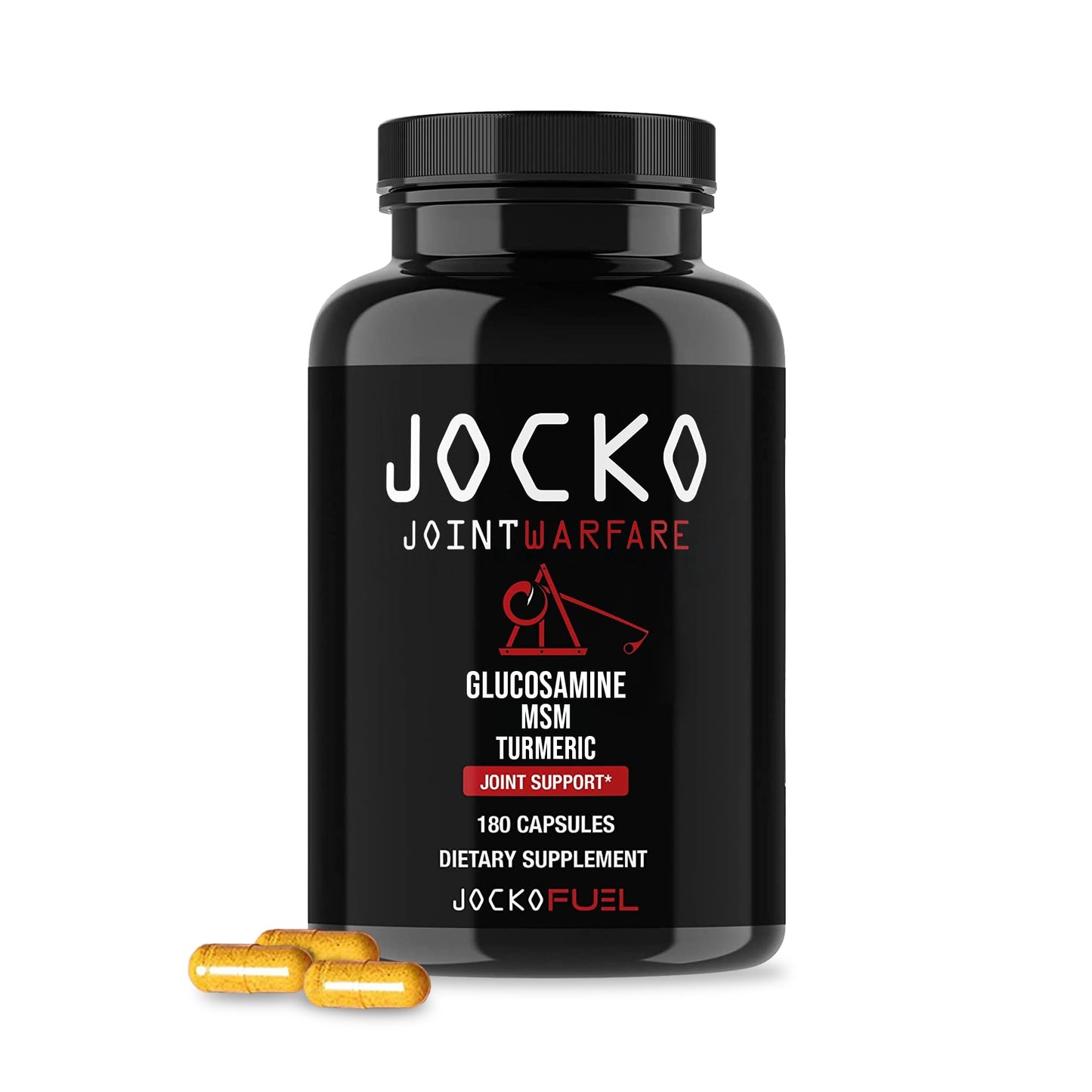 Jocko Fuel Joint Support Supplement - Glucosamine MSM for Joint Pain, Mobility, & Flexibility w/Turmeric & Boswellia (180 Capsules)