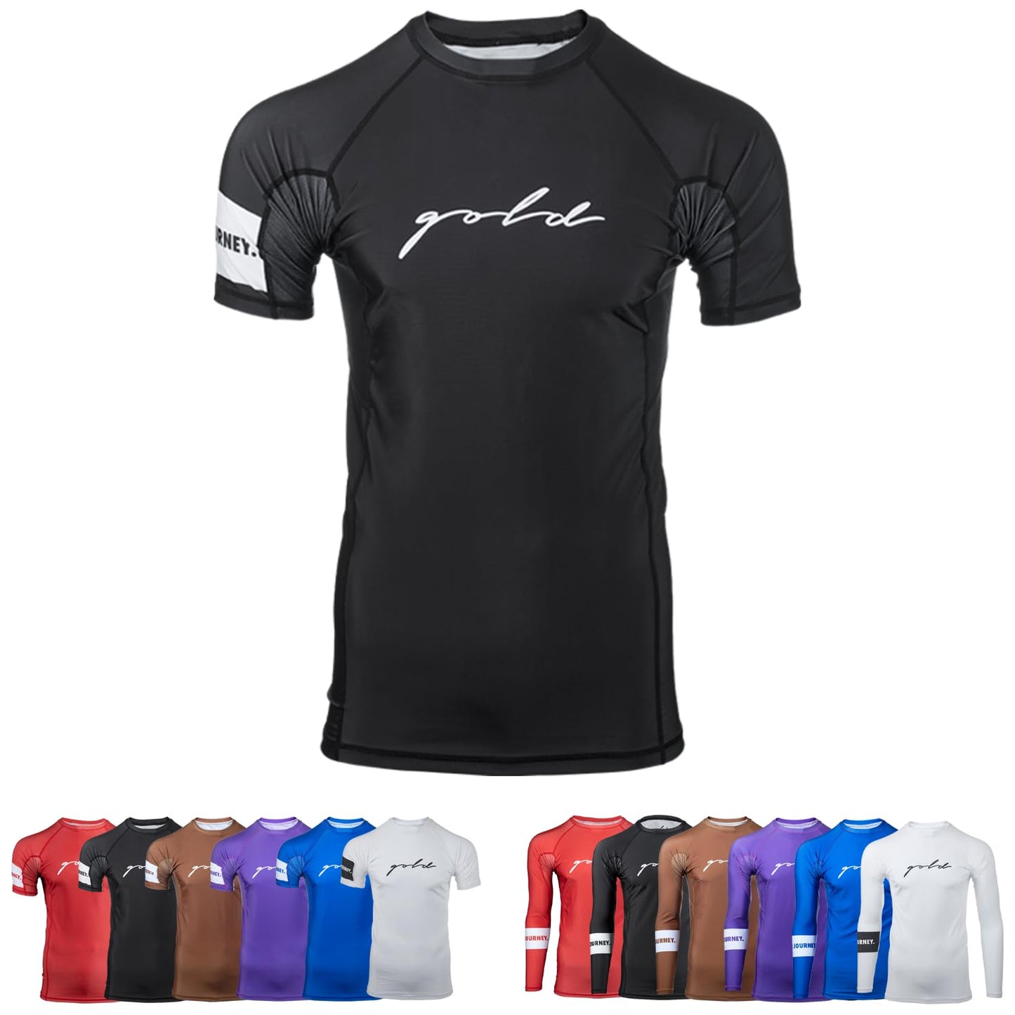 Gold BJJ Foundation Short Sleeve Rash Guard - Black