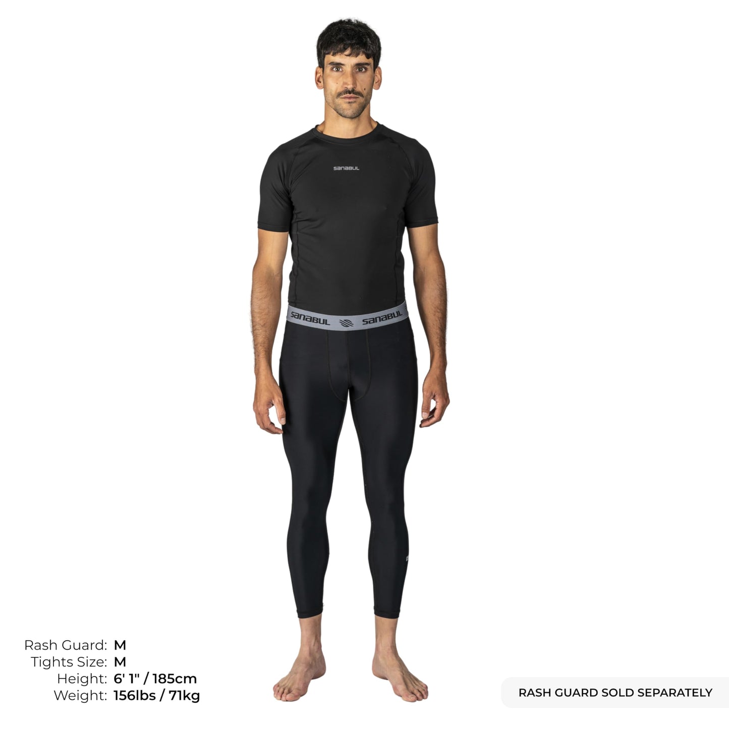 Sanabul Essential Compression Tights Men No Gi Jiu Jitsu Spats - Black