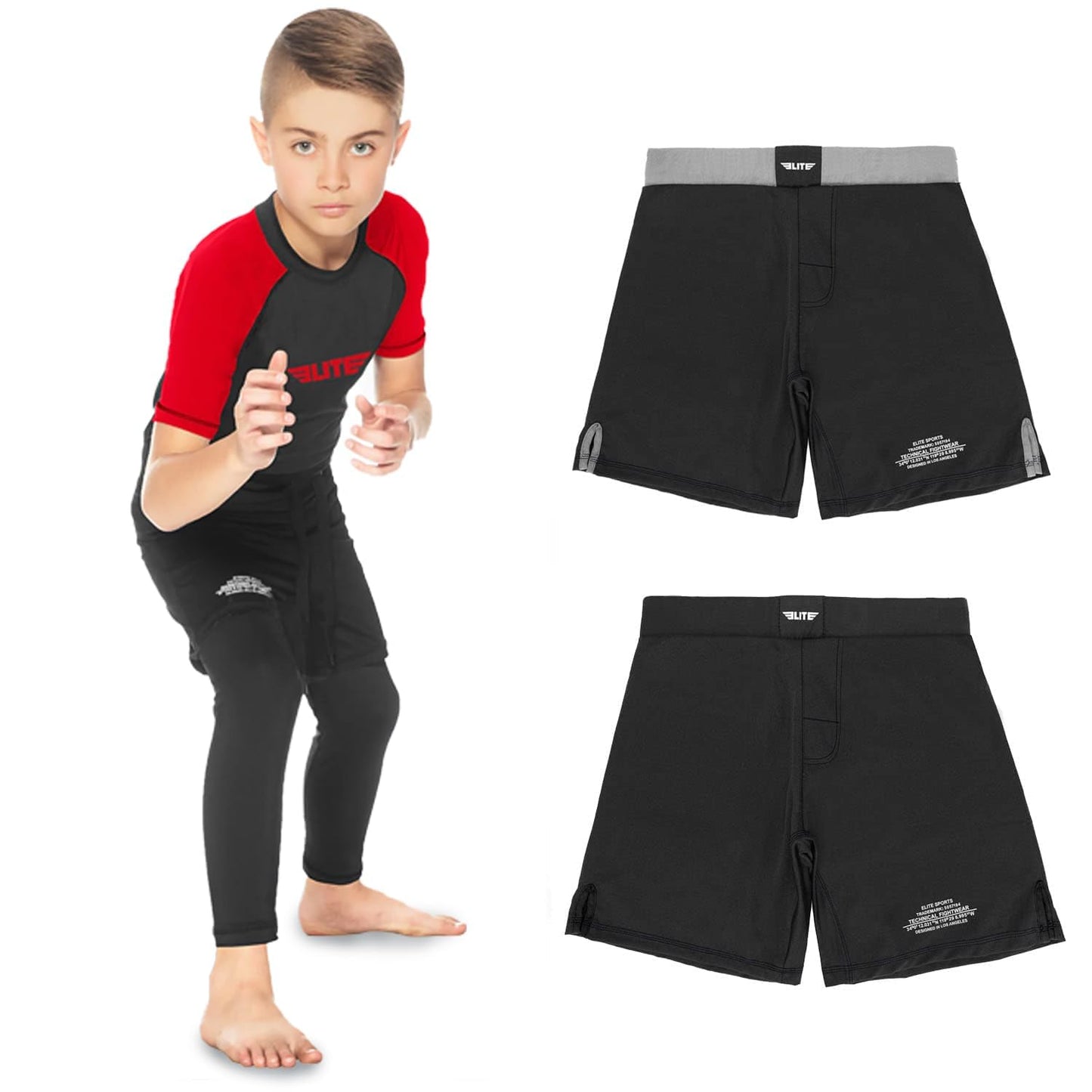 Elite Sports Kids | Youth  MMA Training Shorts - Black