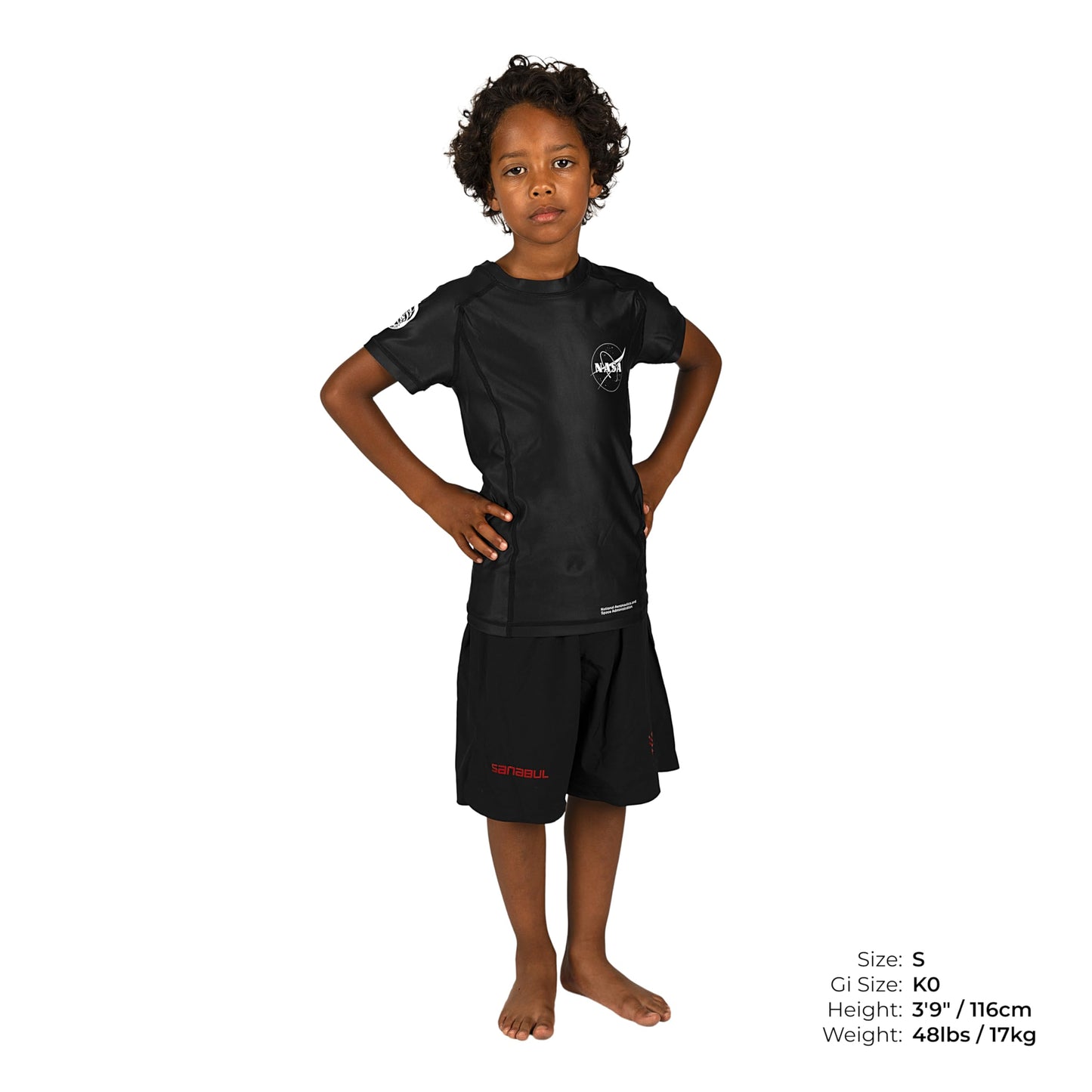 Sanabul Kids NASA Short Sleeve Compression Rash Guard - Black/White