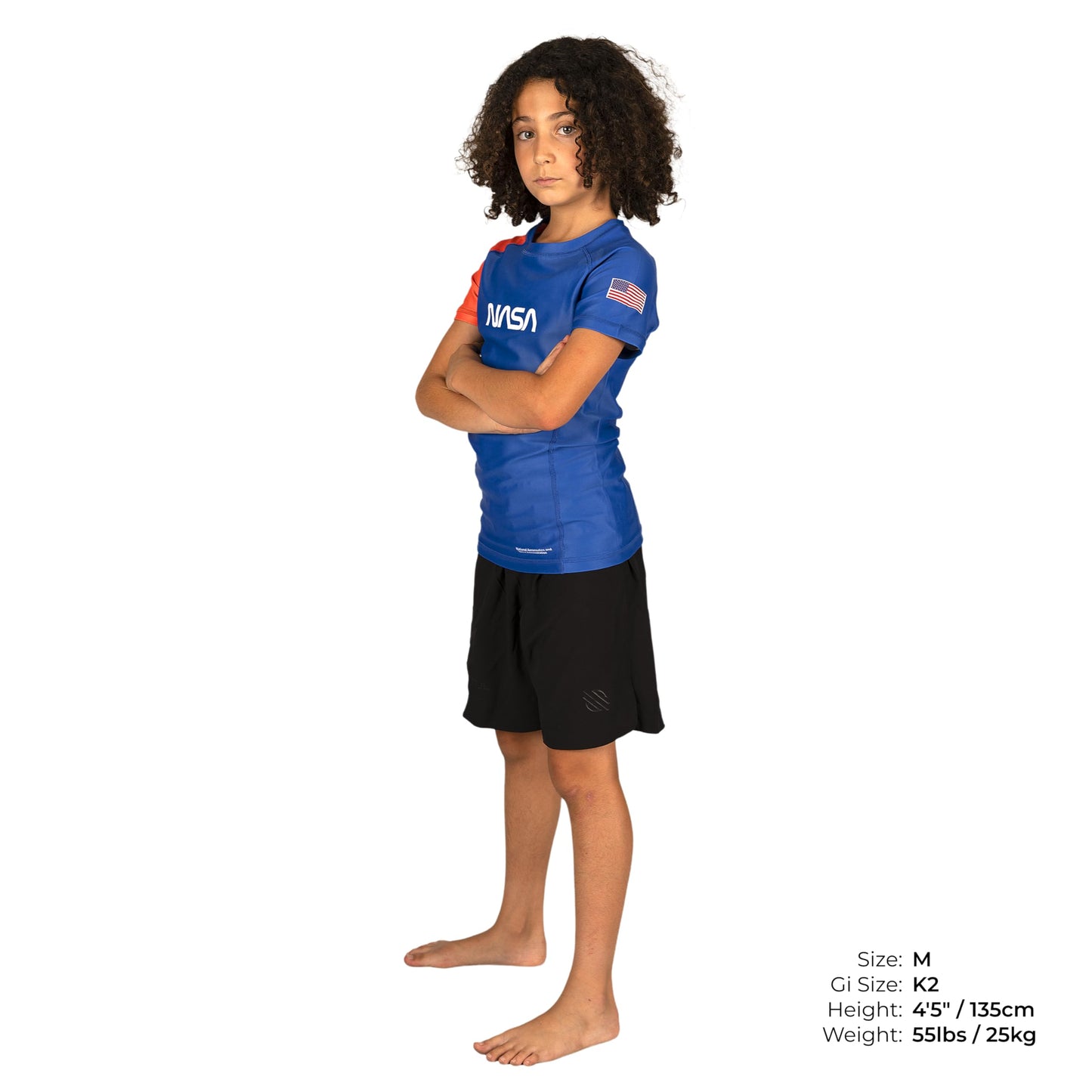 Sanabul Kids NASA Short Sleeve Compression Rash Guard - Blue/Orange