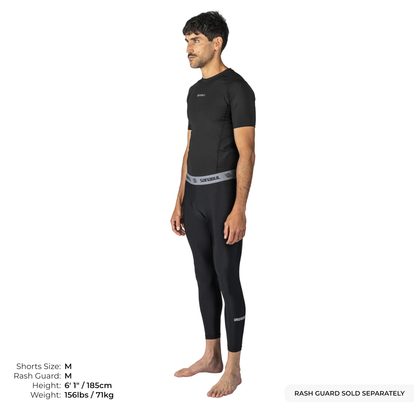 Sanabul Essential Compression Tights Men No Gi Jiu Jitsu Spats - Black