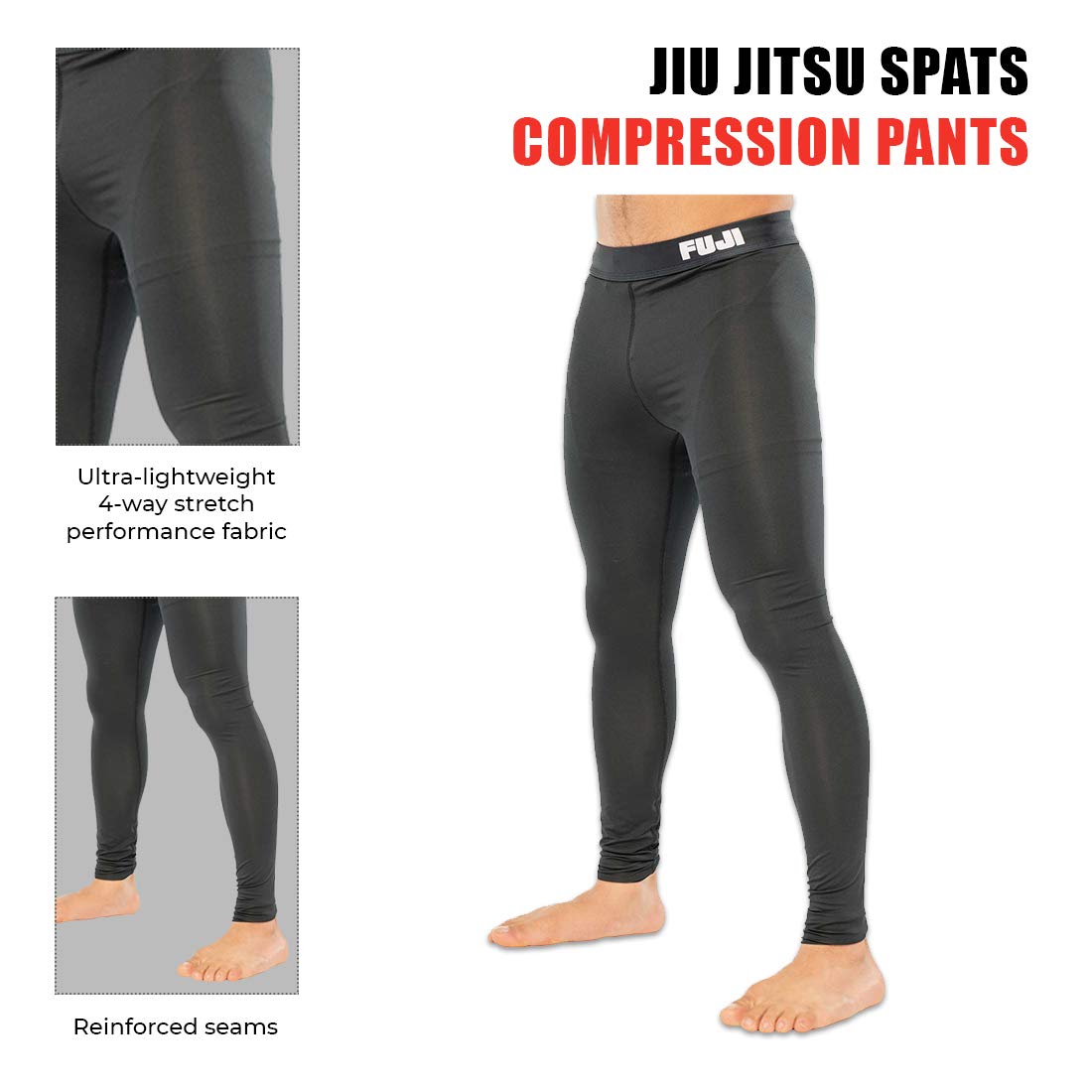 FUJI Unisex Adult Jiu-Jitsu Compression Pants - Black