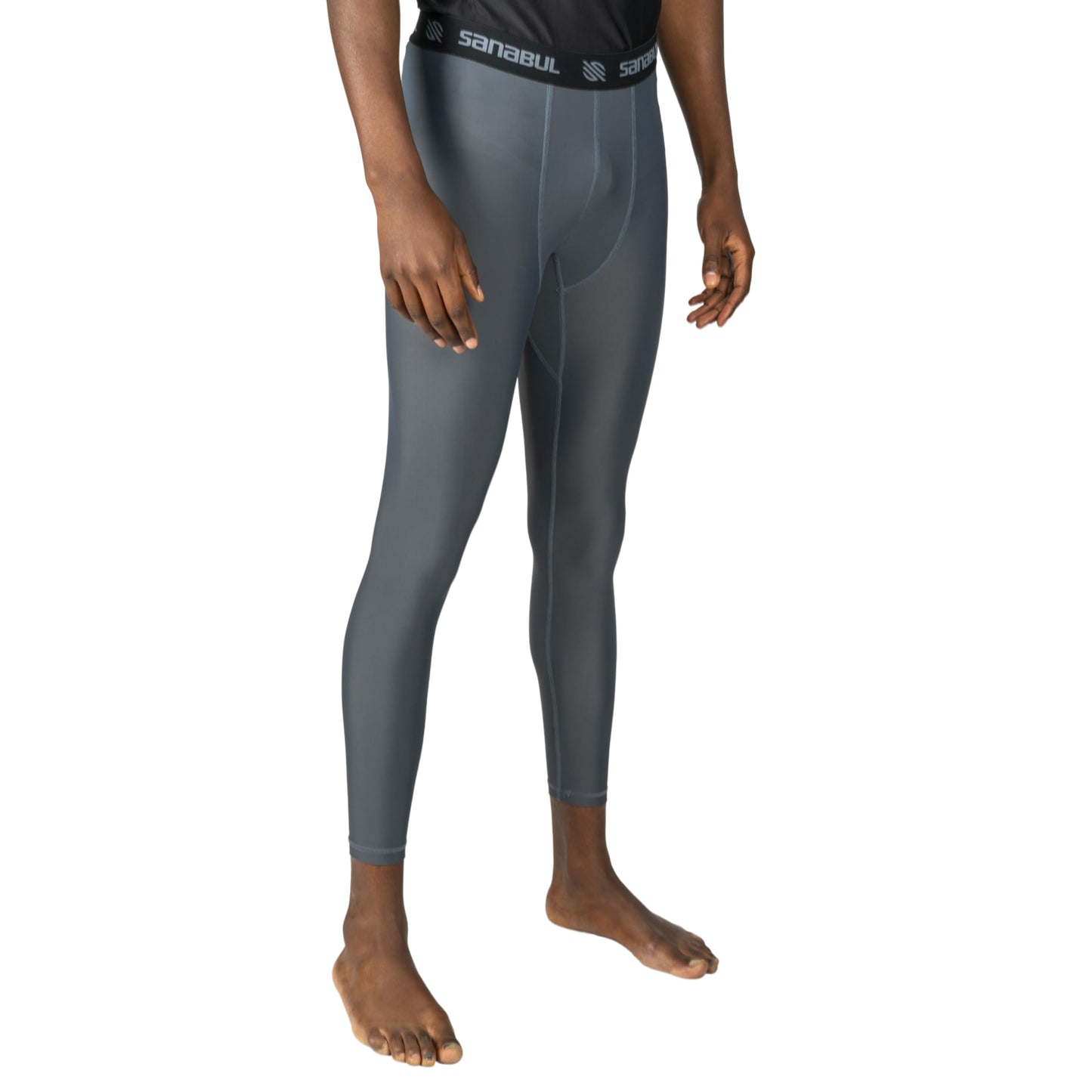 Sanabul Essential Compression Tights Men No Gi Jiu Jitsu Spats - Steel Grey