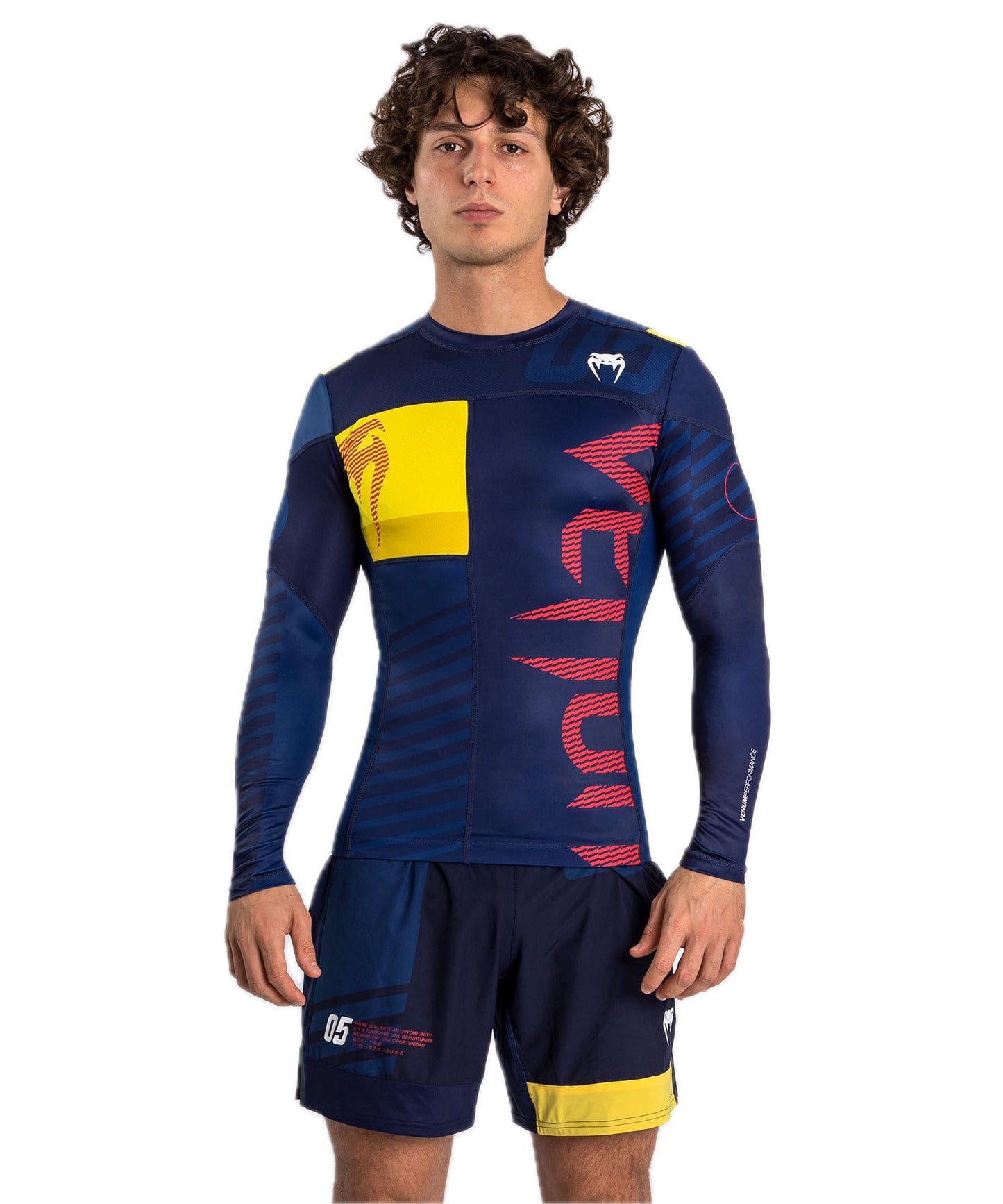 Venum Men's Standard Sport 05 Long Sleeve Rashguard - Blue/Yellow