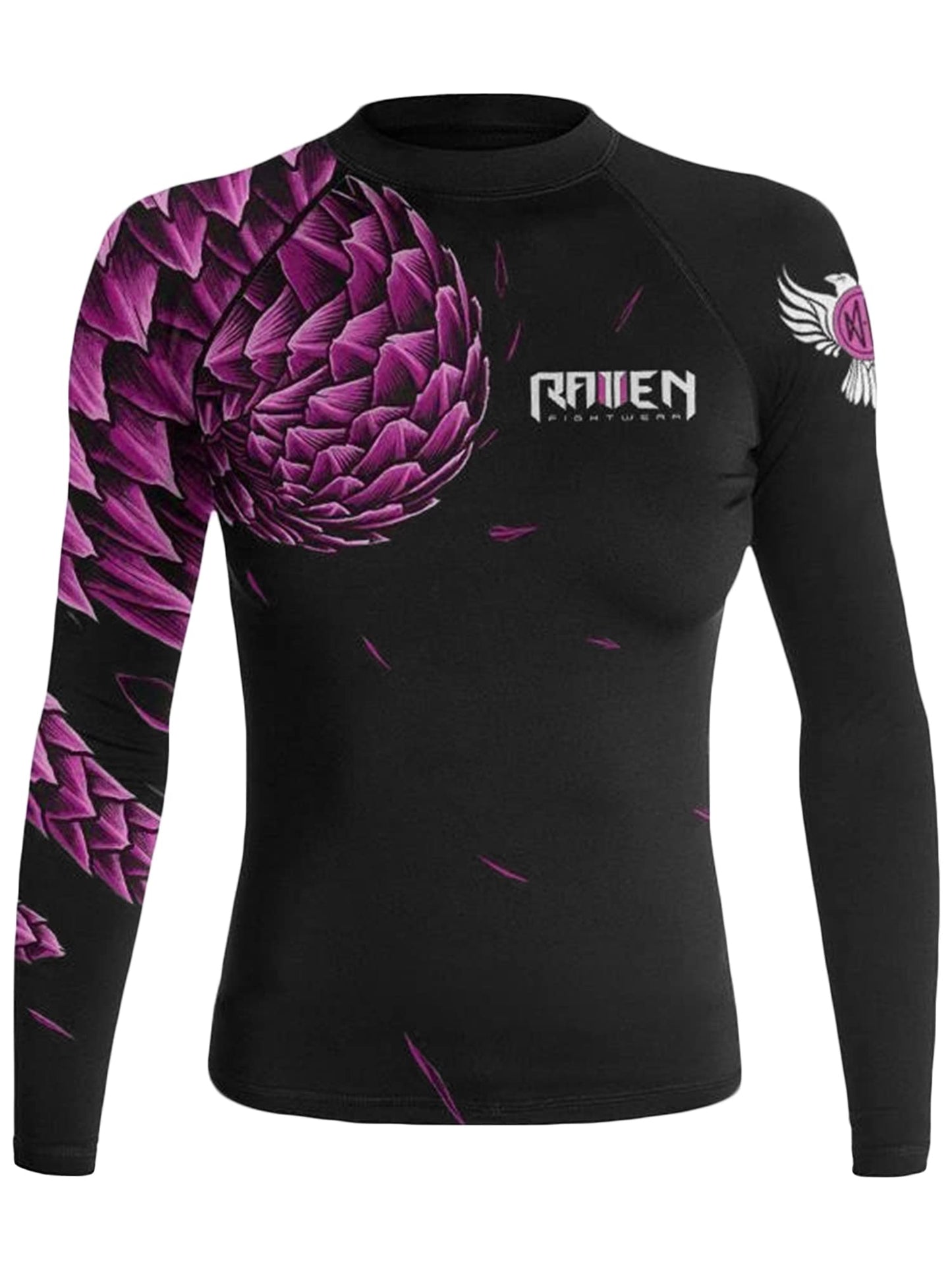 Raven Fightwear Women's Power Pangolin Long Sleeve Rash Guard - Black/Pink