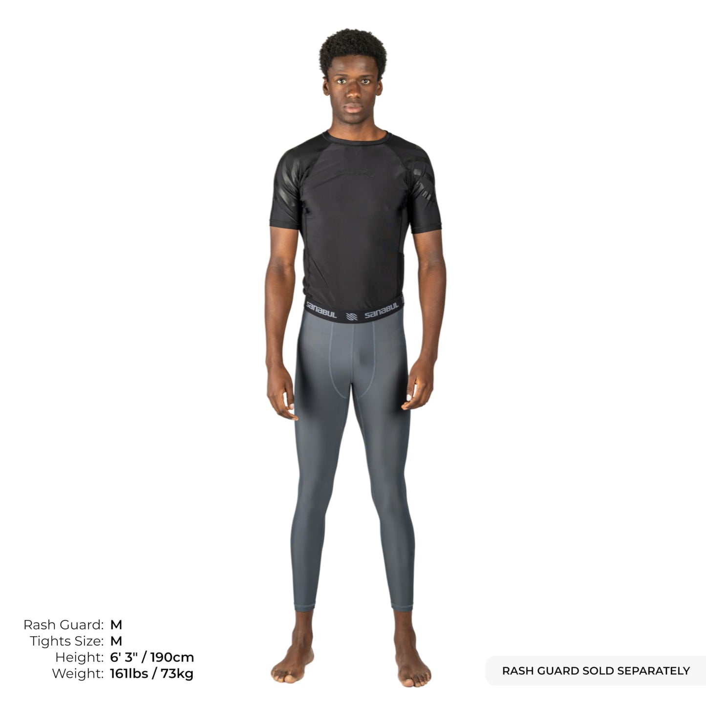 Sanabul Essential Compression Tights Men No Gi Jiu Jitsu Spats - Steel Grey