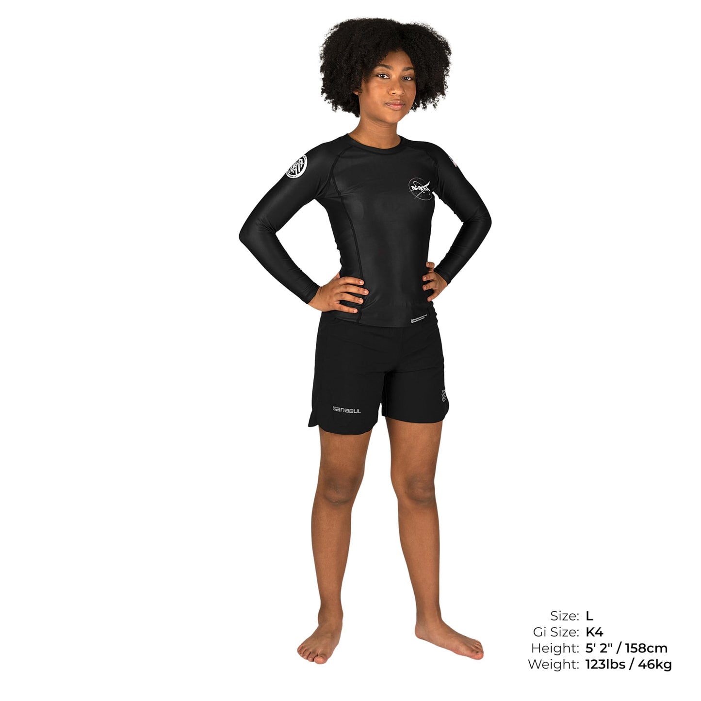 Sanabul Kids NASA Long Sleeve Compression Rash Guard - Black/White