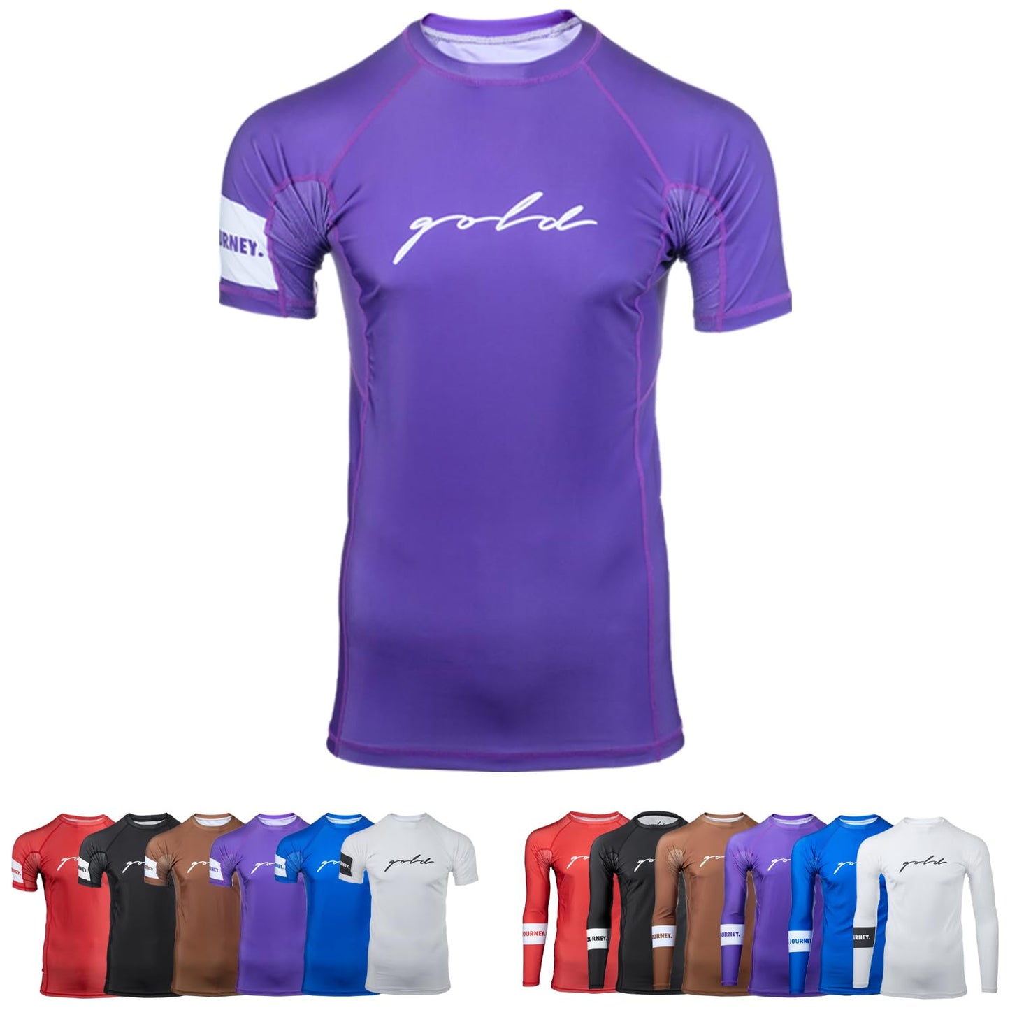 Gold BJJ Foundation Short Sleeve Rash Guard - Purple