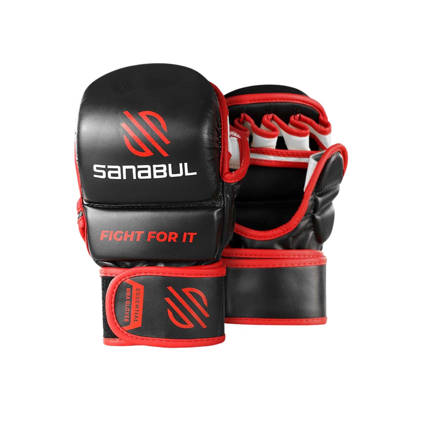 Sanabul Essential 7 oz MMA Gloves Training Gloves - Black/Red, Large/X-Large