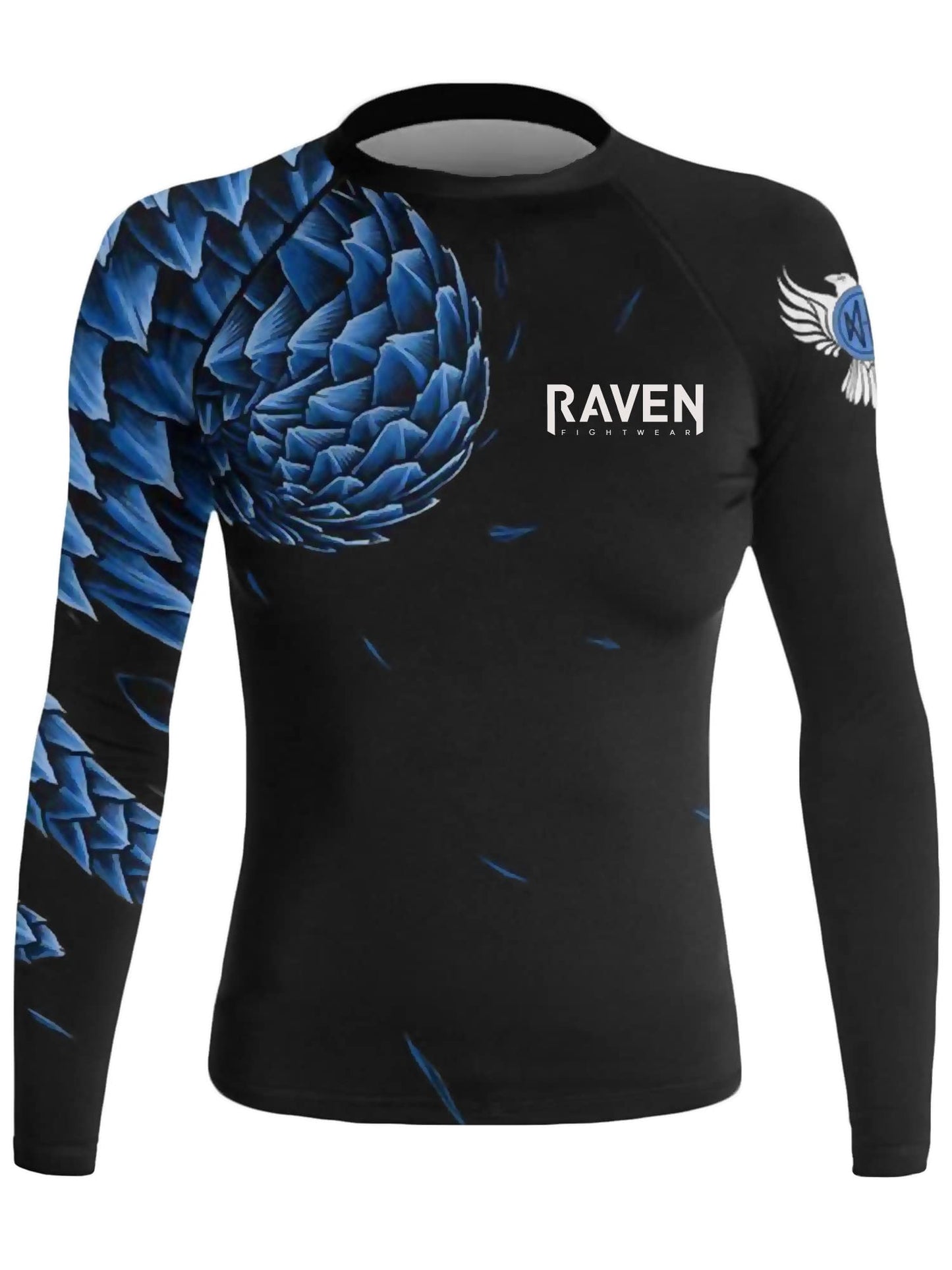 Raven Fightwear Women's Power Pangolin Long Sleeve Rash Guard - Black/Blue