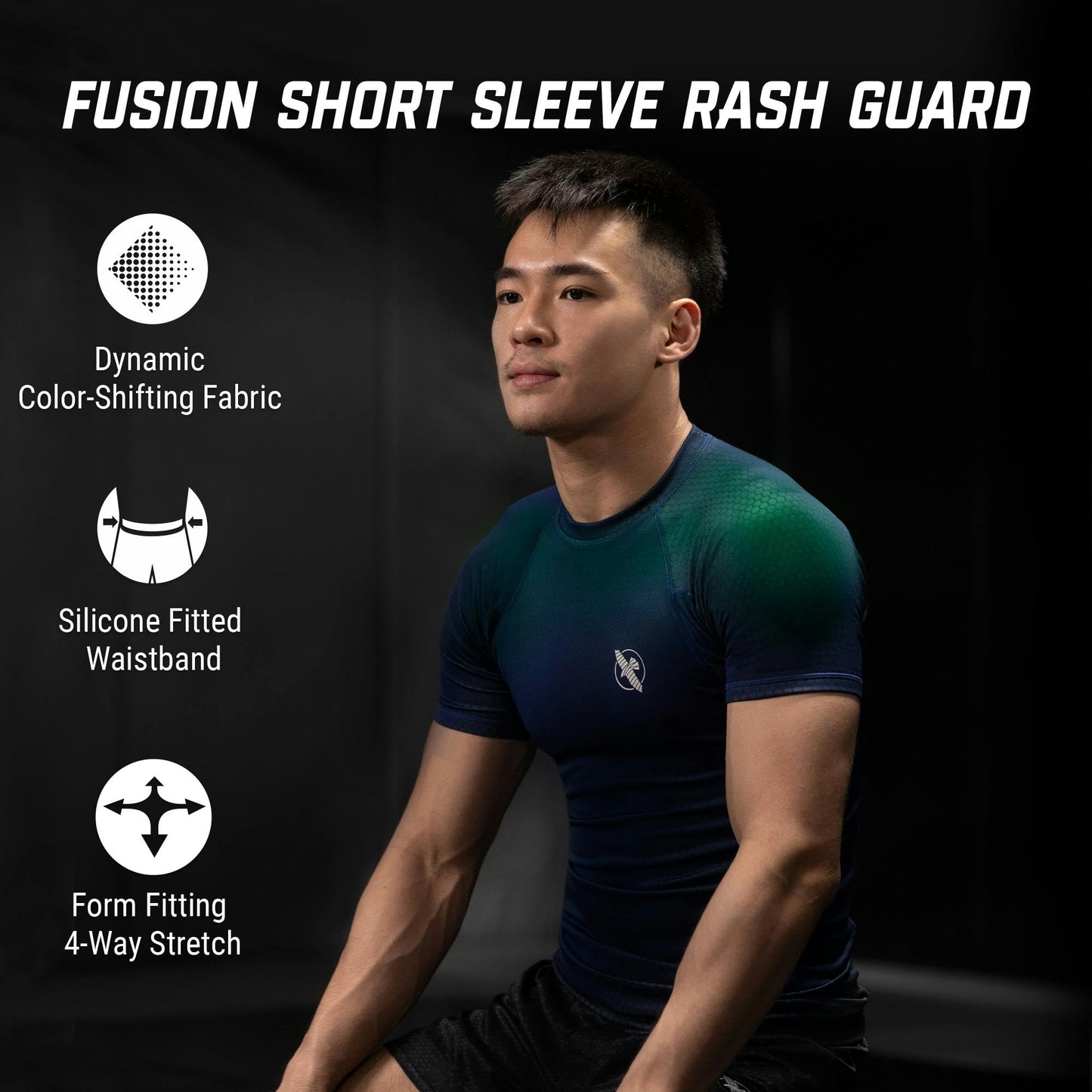 Hayabusa Fusion Short Sleeve Rash Guard - Blue/Green