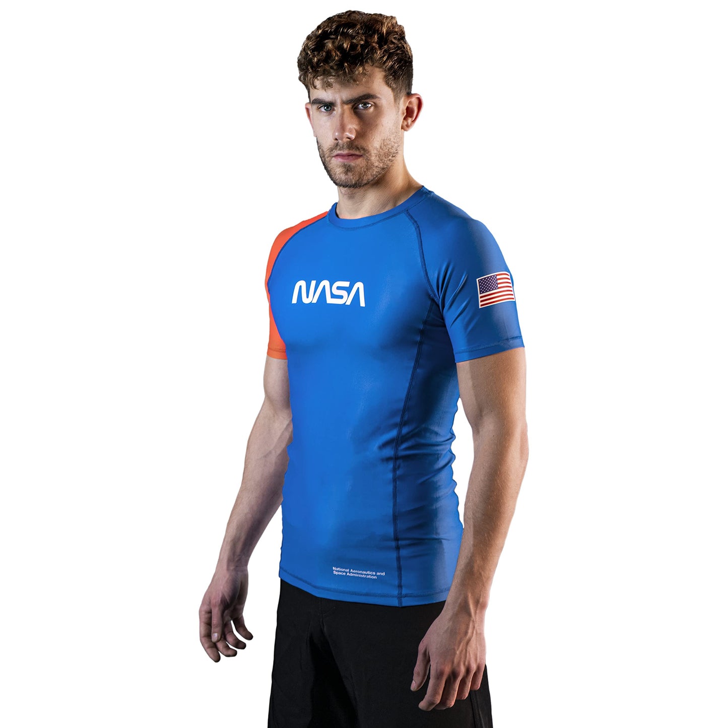 Sanabul NASA Short Sleeve Compression Rash Guard - Blue/Orange