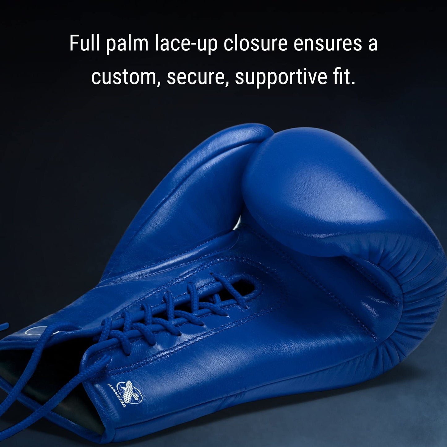 Hayabusa Pro Leather Lace-Up Boxing Gloves for Men and Women - Blue