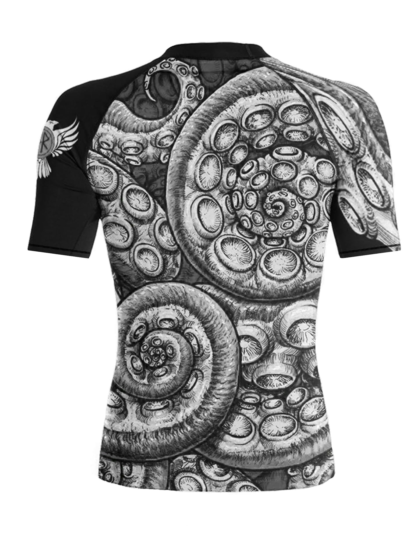 Raven Fightwear Women's Kraken Octopus Short Sleeve Rash Guard - Black/White