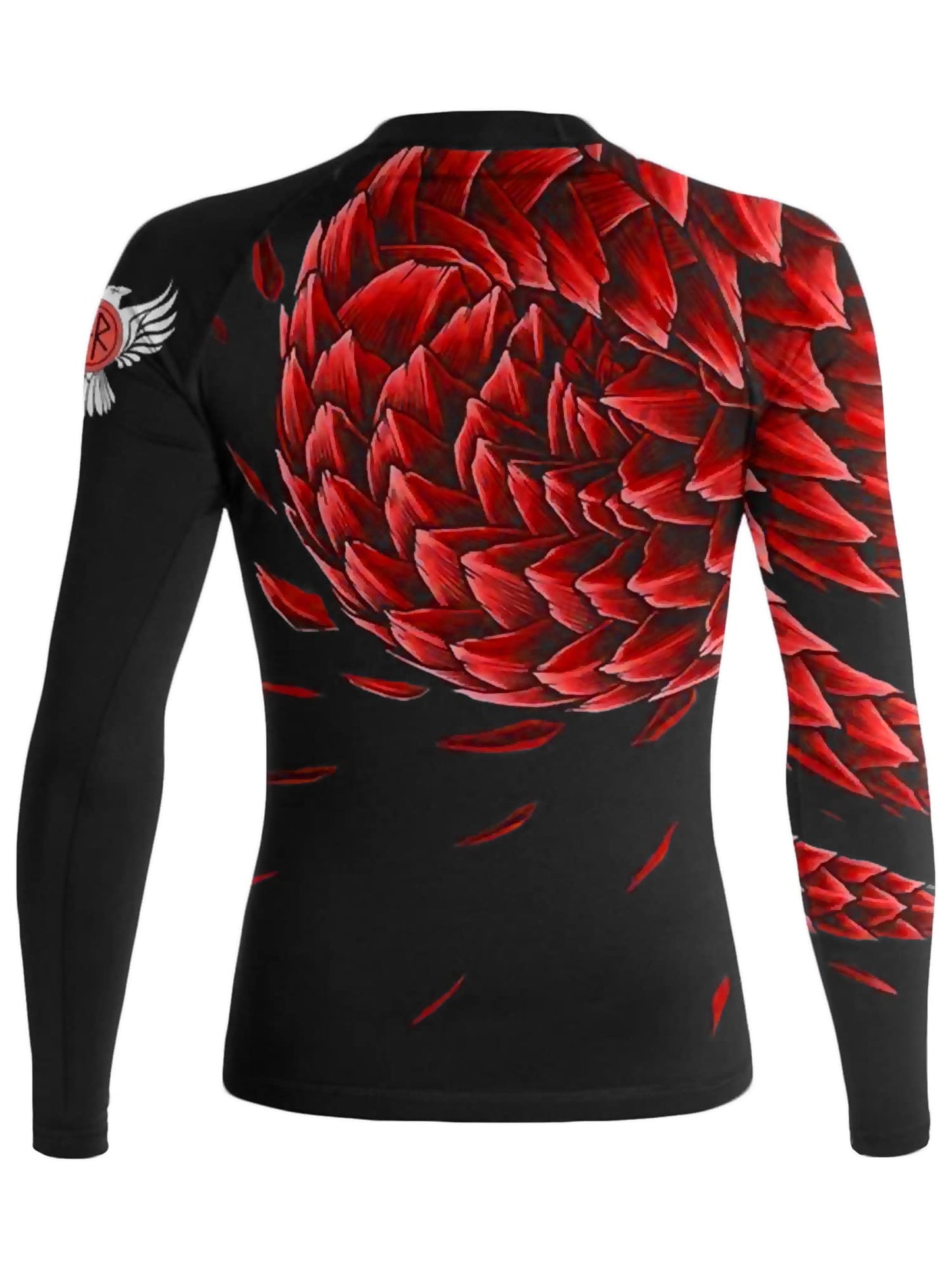 Raven Fightwear Women's Power Pangolin Long Sleeve Rash Guard - Black/Red