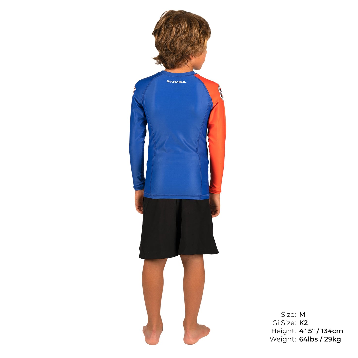 Sanabul Kids NASA Long Sleeve Compression Rash Guard - Blue/Orange