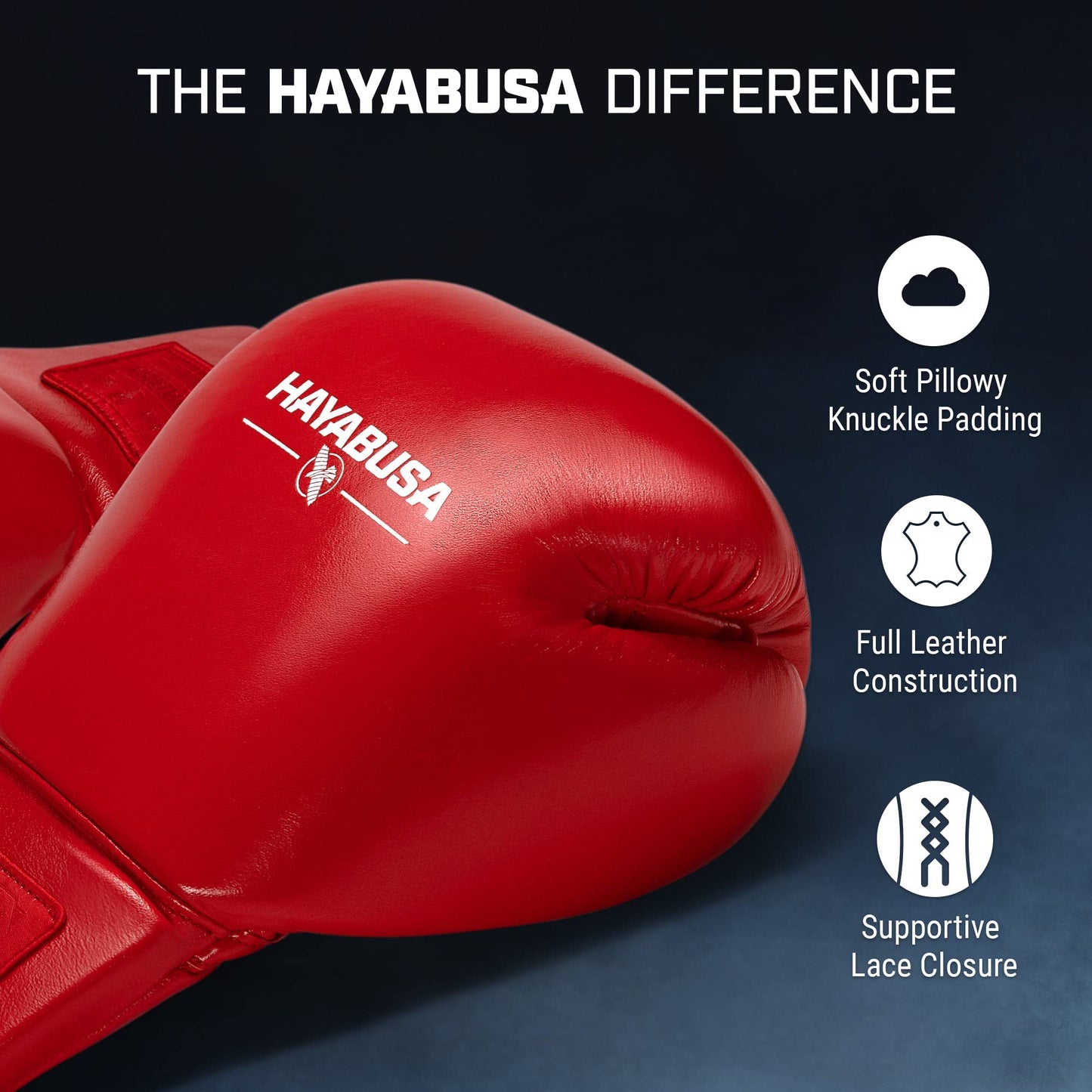 Hayabusa Pro Leather Lace-Up Boxing Gloves for Men and Women - Red