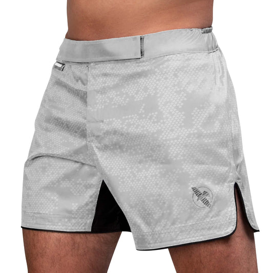 Hayabusa Hexagon Mid Thigh Fight Shorts - White