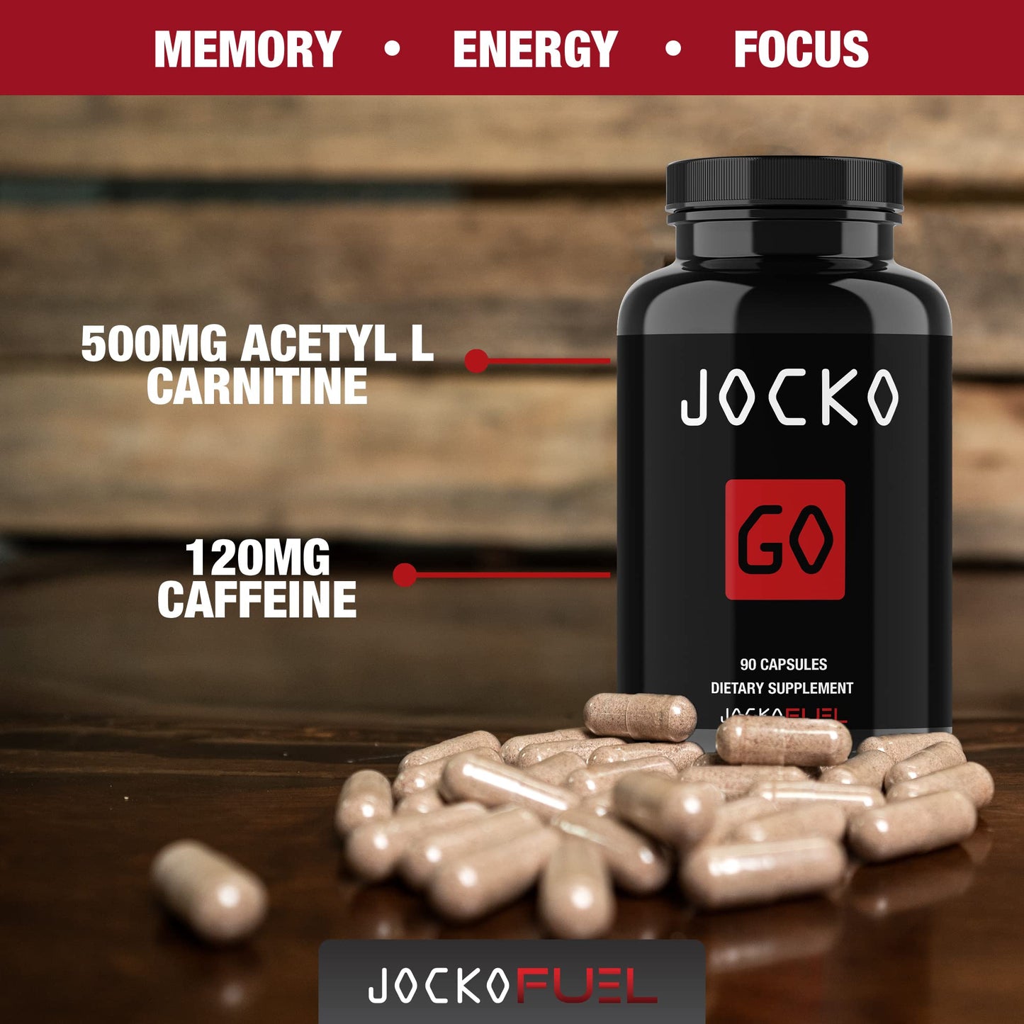 Jocko Fuel Discipline GO Brain Booster - Nootropic Dietary Supplements for Memory & Focus - PreWorkout Energy & Focus Supplement (90 Capsules)