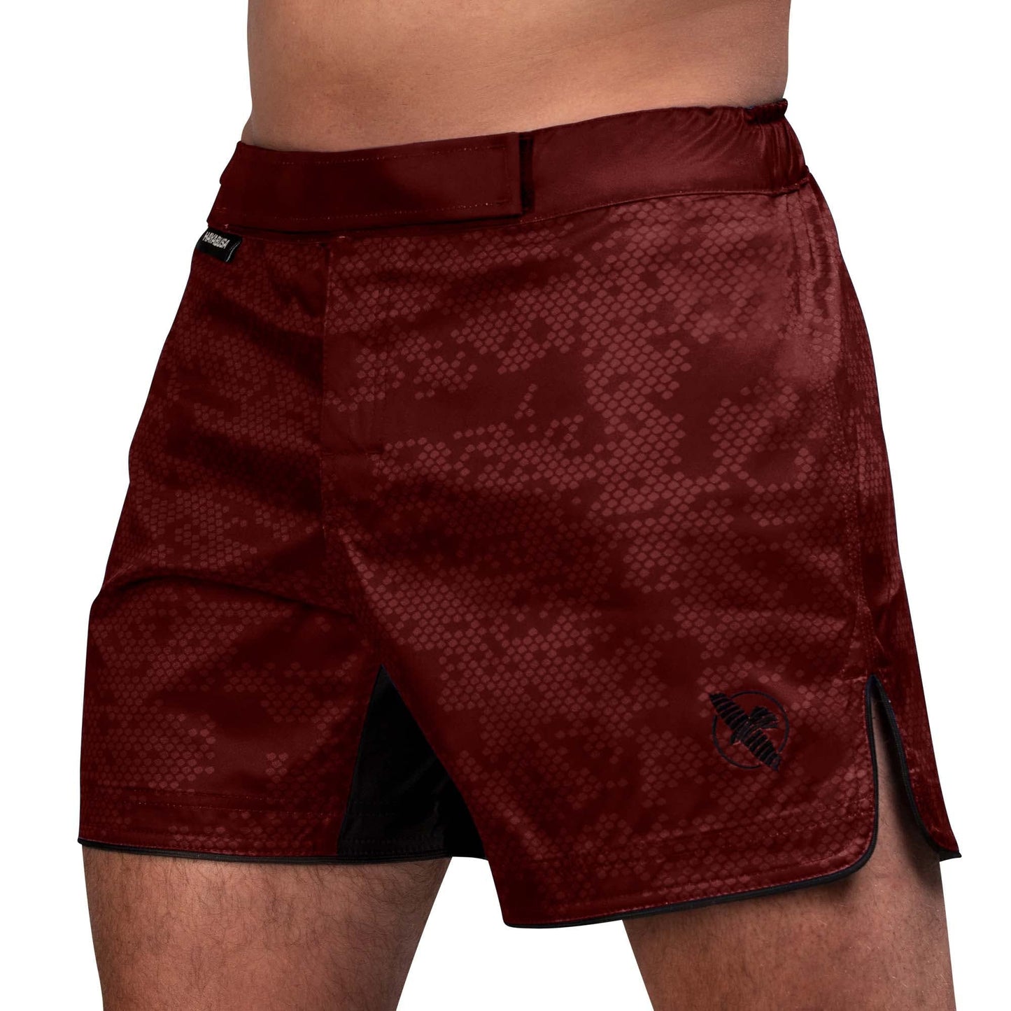 Hayabusa Hexagon Mid Thigh Fight Shorts - Burgundy