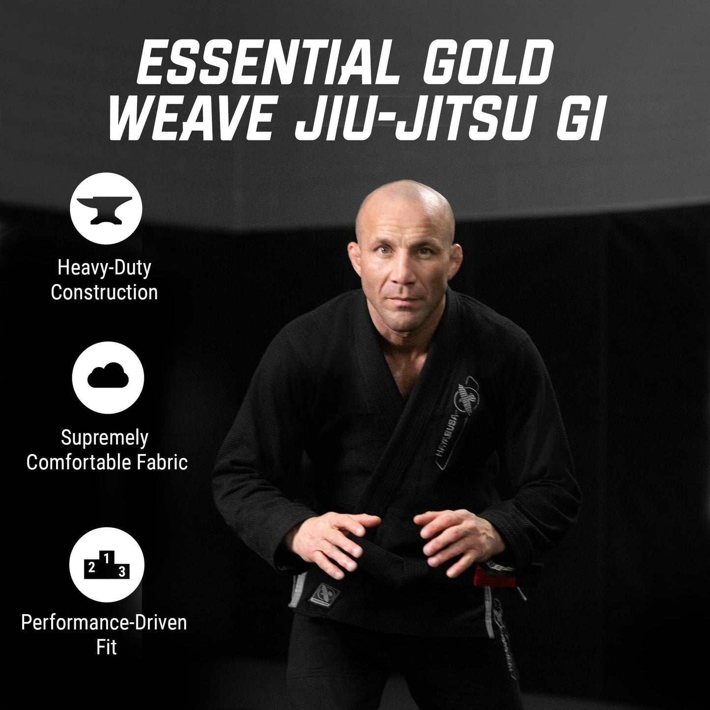 Hayabusa Essential Gold Weave IBJJF Compliant Gi for Men and Women - Black