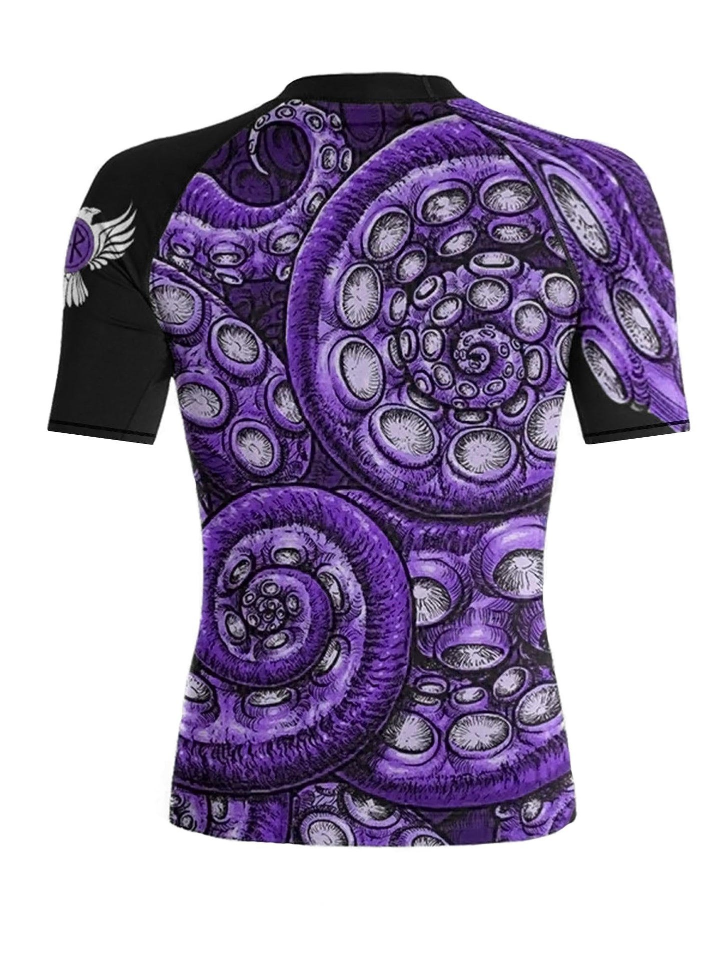 Raven Fightwear Women's Kraken Octopus Short Sleeve Rash Guard - Black/Purple