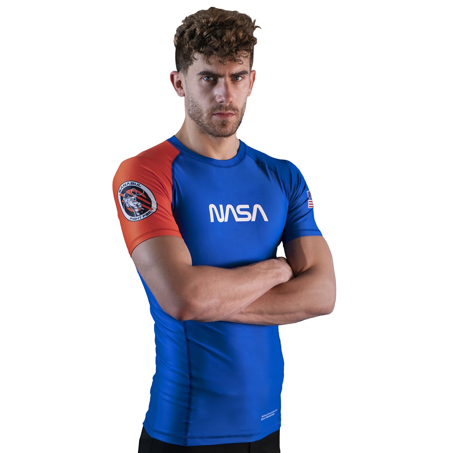 Sanabul NASA Short Sleeve Compression Rash Guard - Blue/Orange