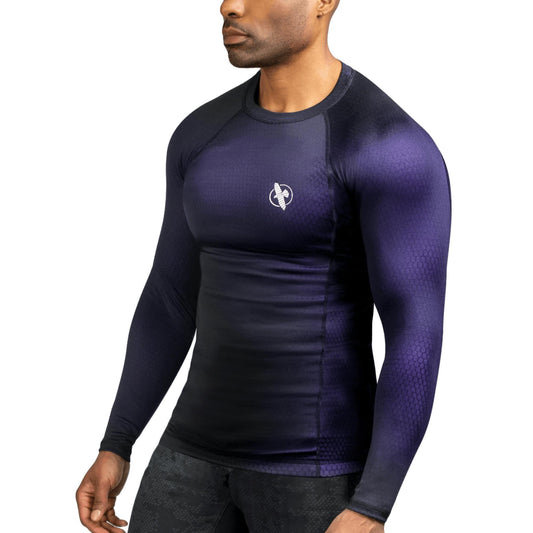 Hayabusa Fusion Long Sleeve Jiu Jitsu Rashguard - Black/Purple