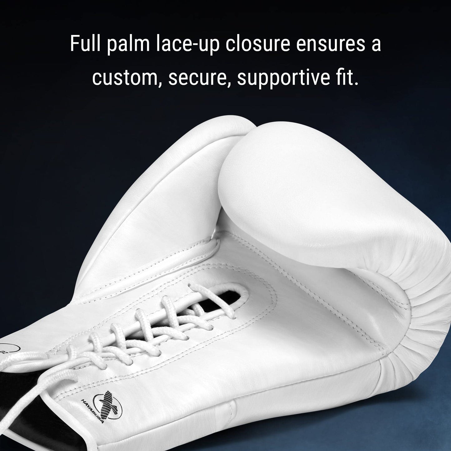 Hayabusa Pro Leather Lace-Up Boxing Gloves for Men and Women - White