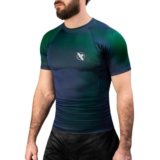 Hayabusa Fusion Short Sleeve Rash Guard - Blue/Green