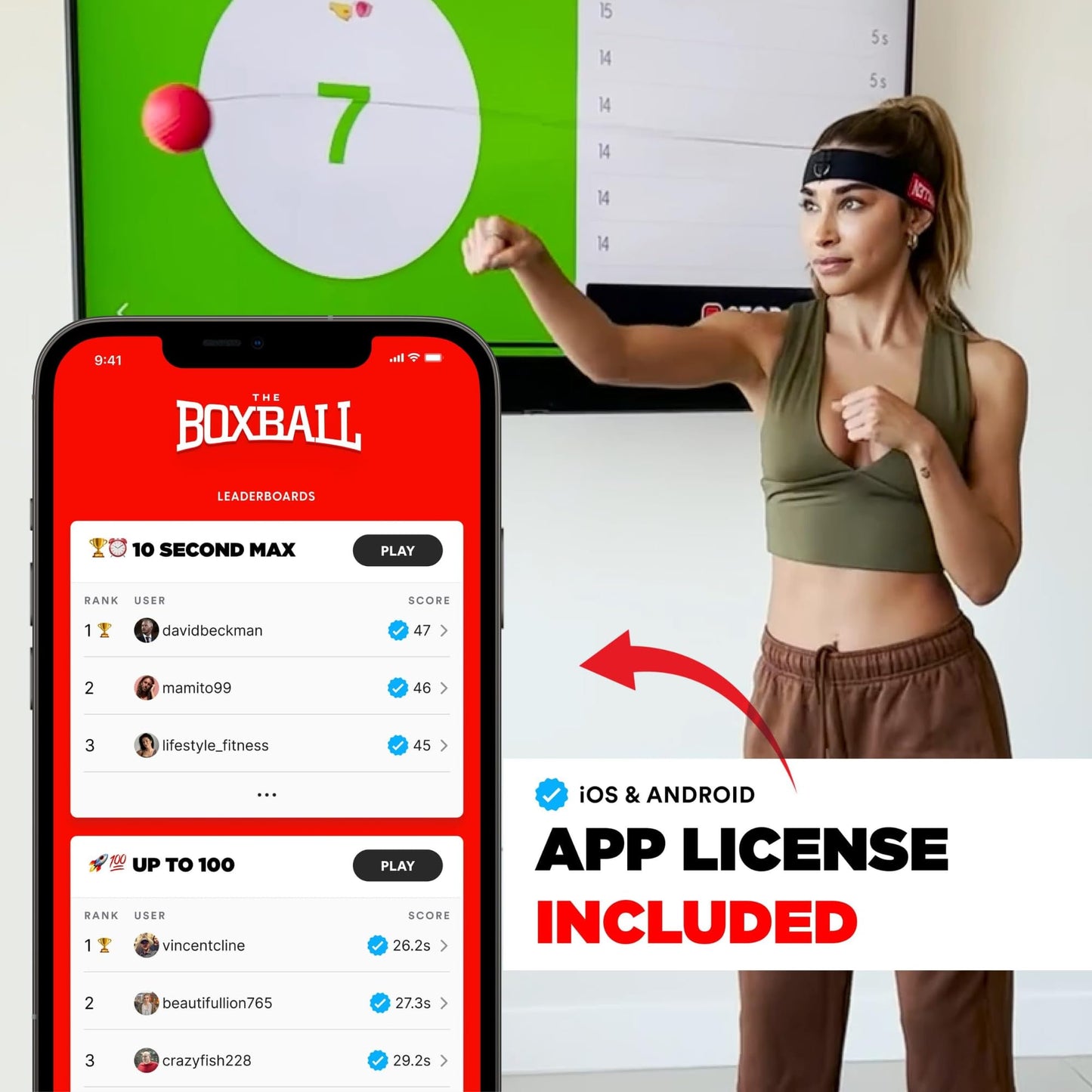 Boxbollen Original with App, Used by Celebrities - MMA Gear Boxing Ball - Red