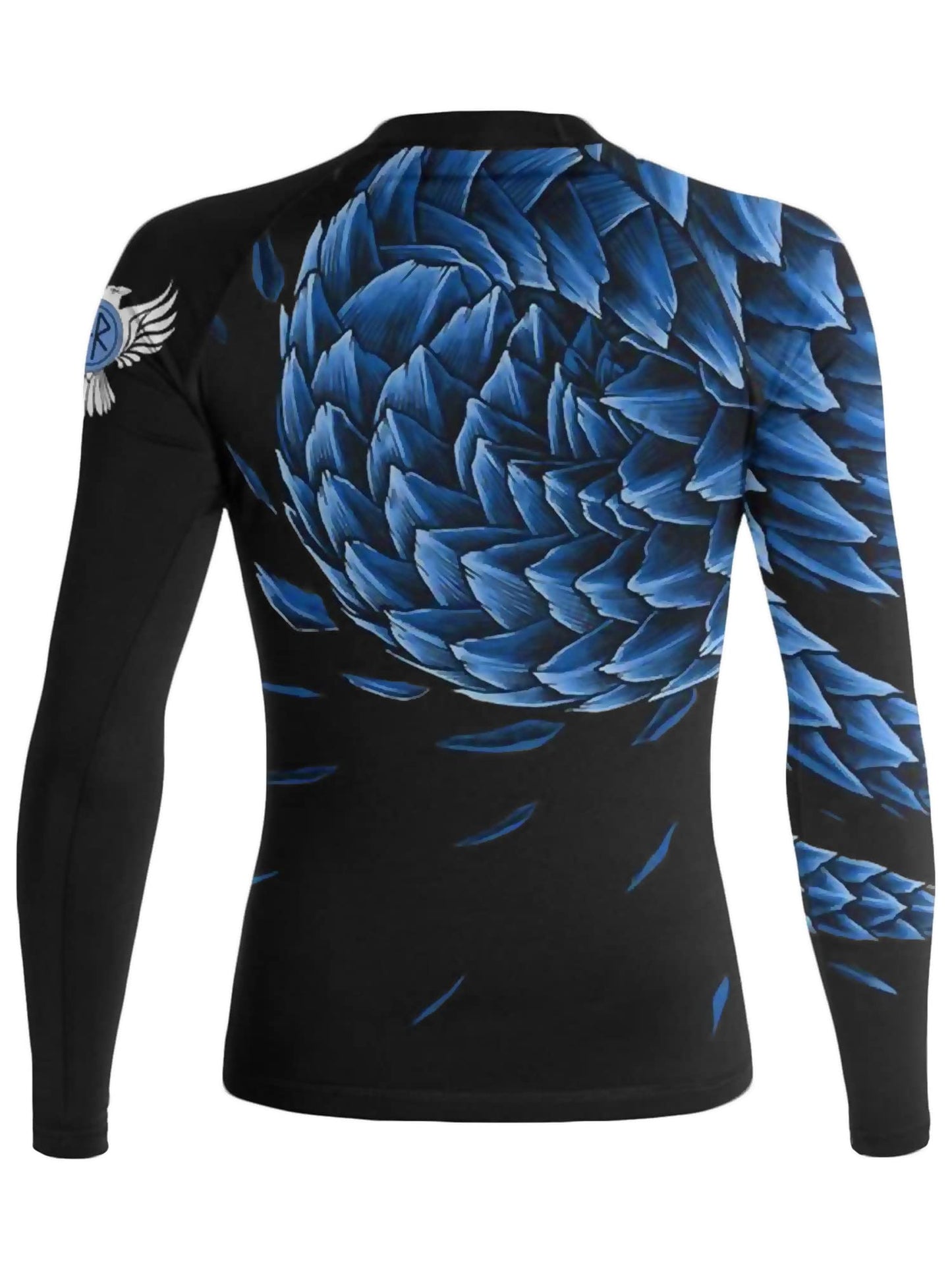 Raven Fightwear Women's Power Pangolin Long Sleeve Rash Guard - Black/Blue