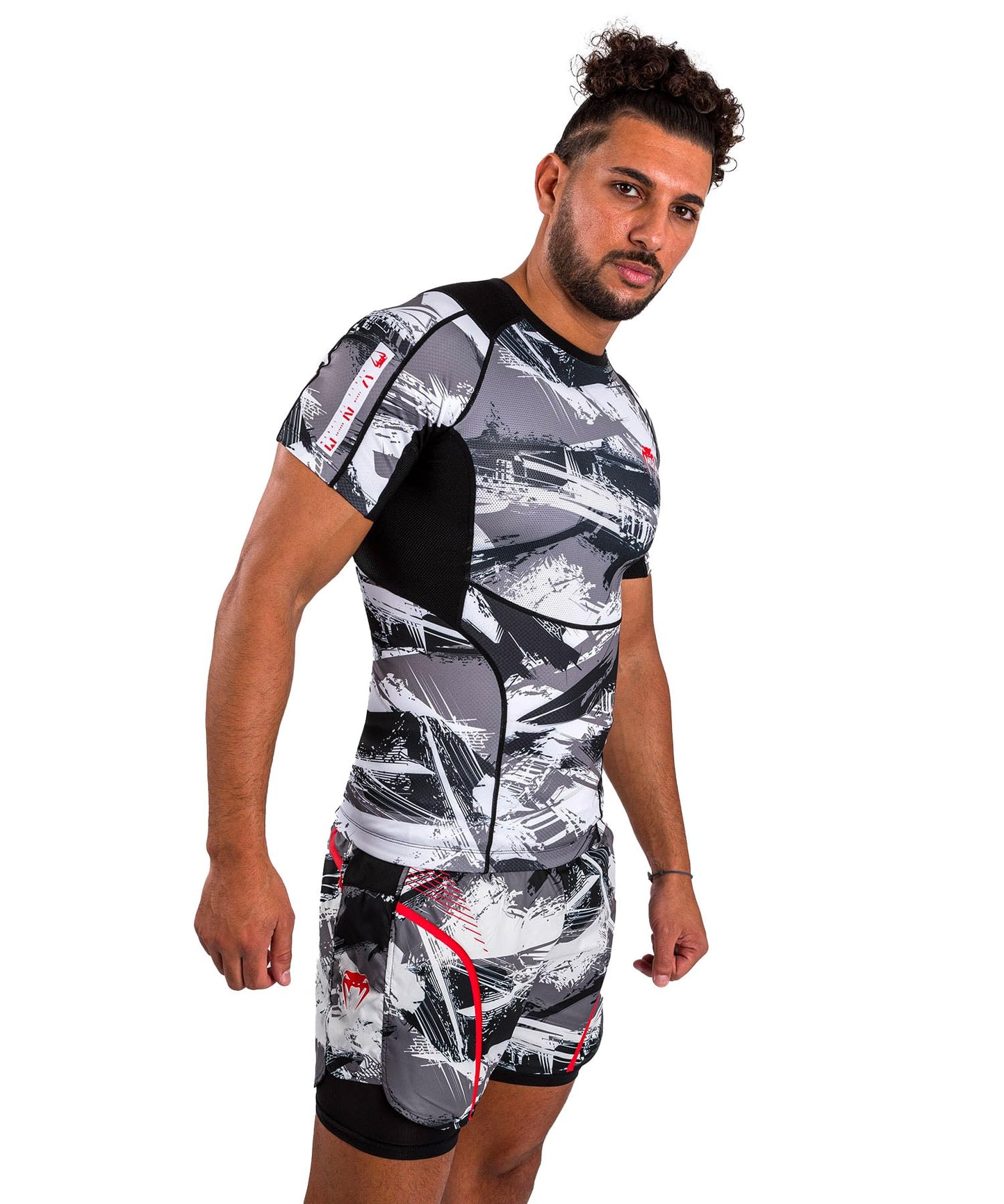 Venum Men's Standard Electron 3.0 Short Sleeve Rashguard - Grey/Red