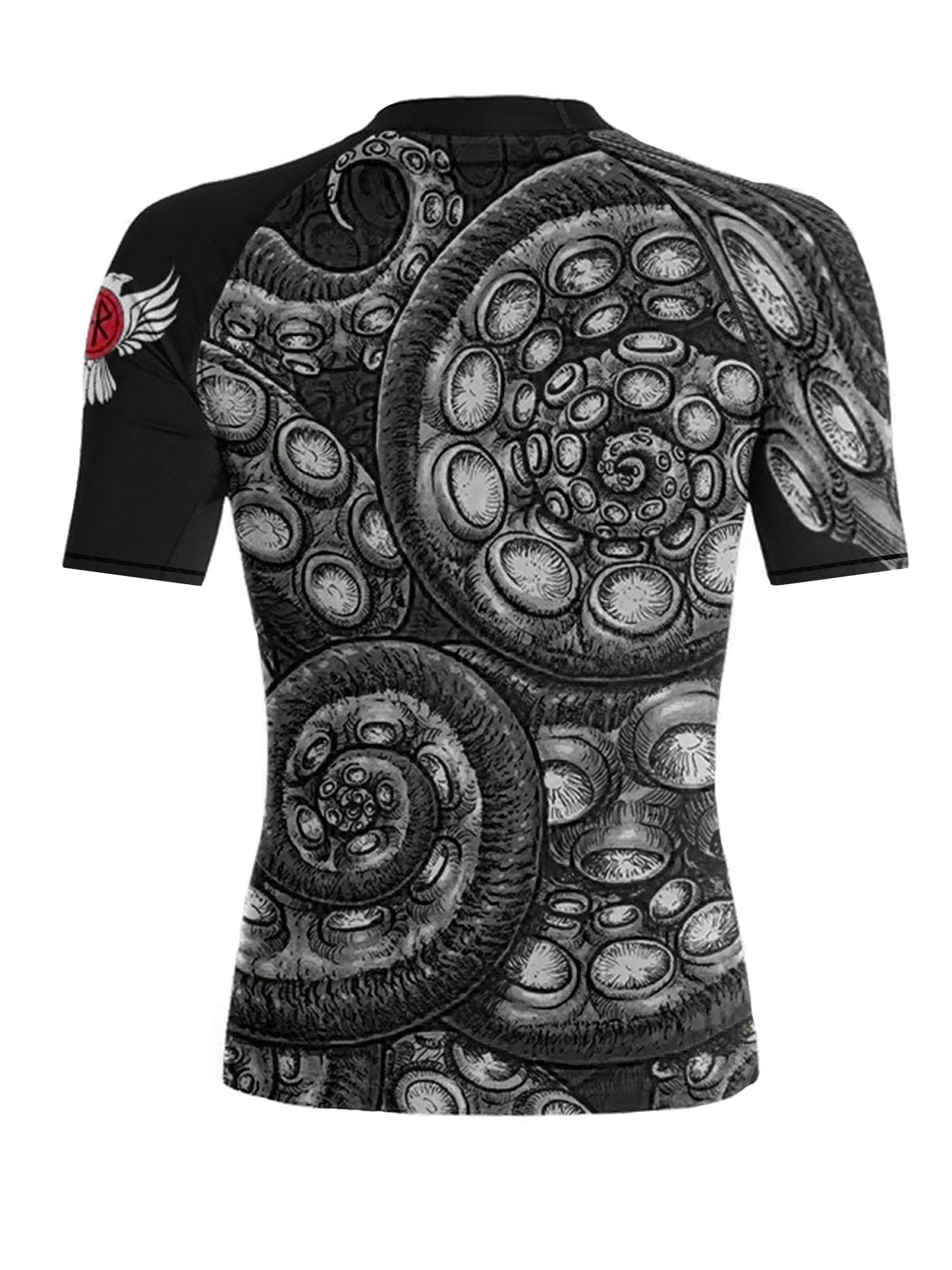 Raven Fightwear Women's Kraken Octopus Short Sleeve Rash Guard - Black/Black