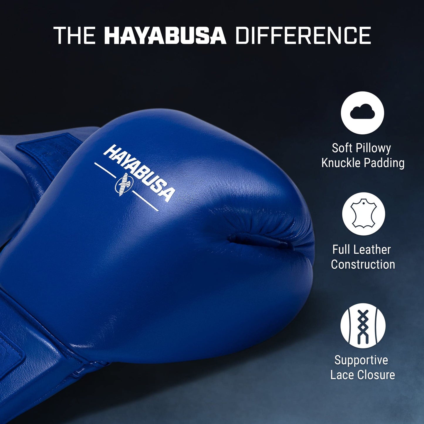 Hayabusa Pro Leather Lace-Up Boxing Gloves for Men and Women - Blue