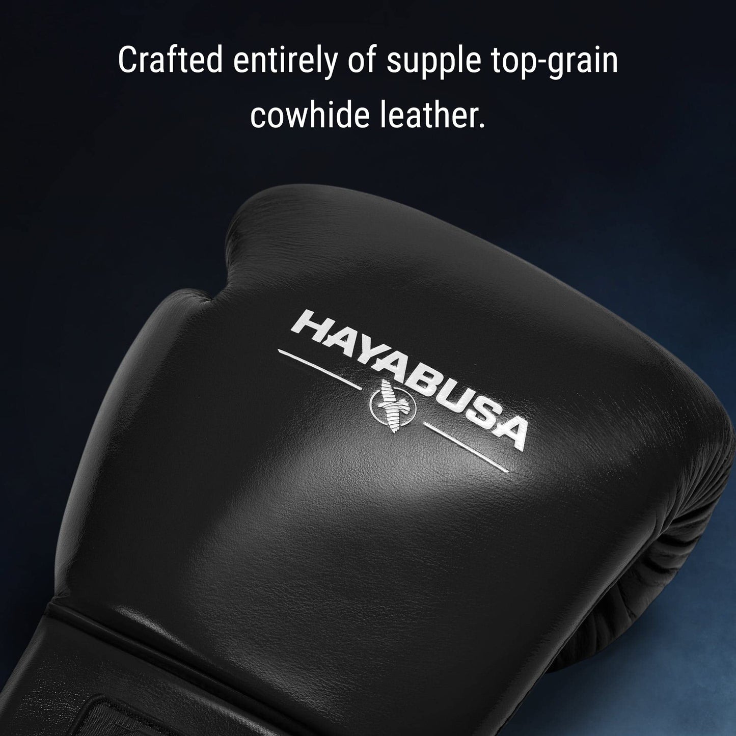 Hayabusa Pro Leather Lace-Up Boxing Gloves for Men and Women - Black