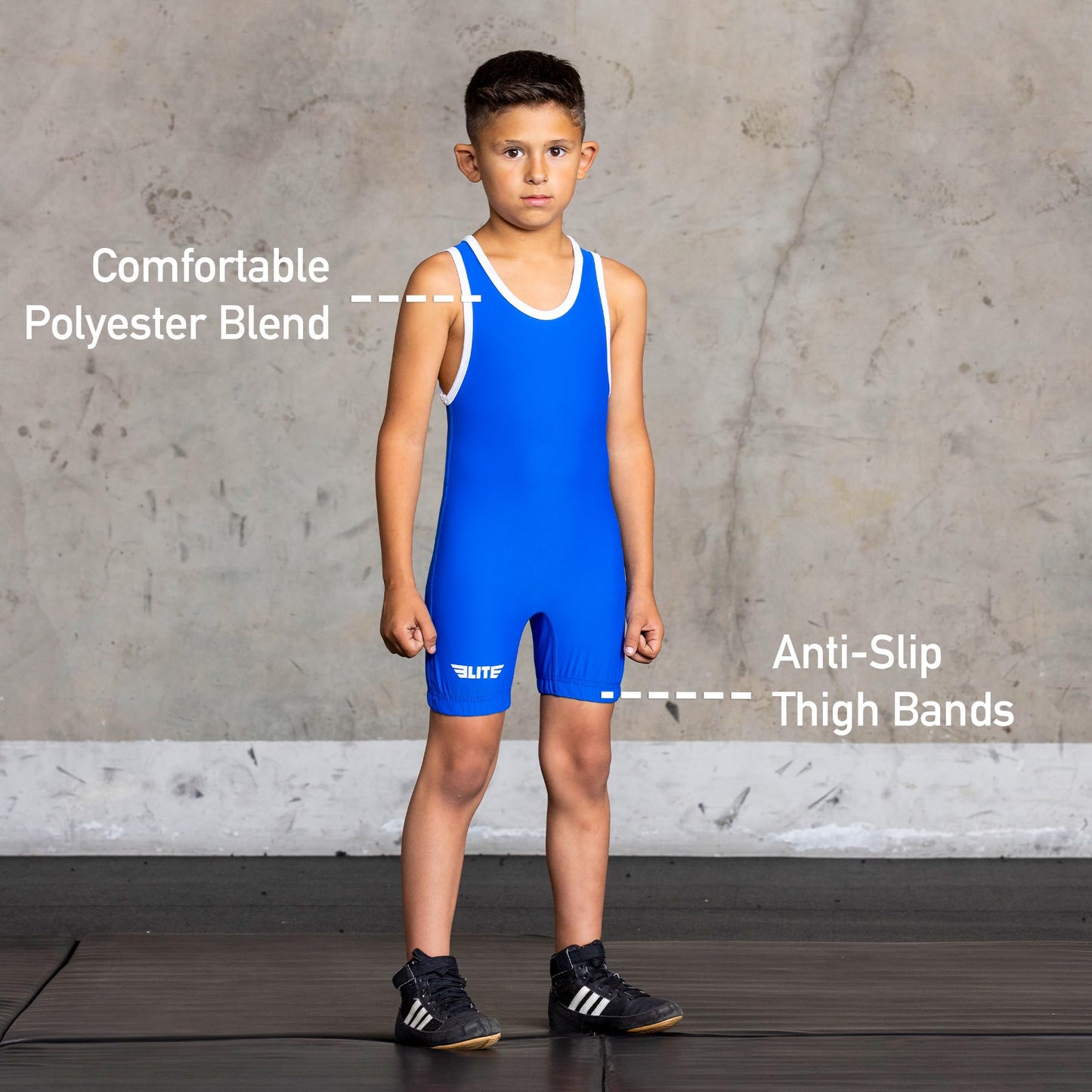 Elite Sports Youth Standard Kids Wrestling Singlets - Blue