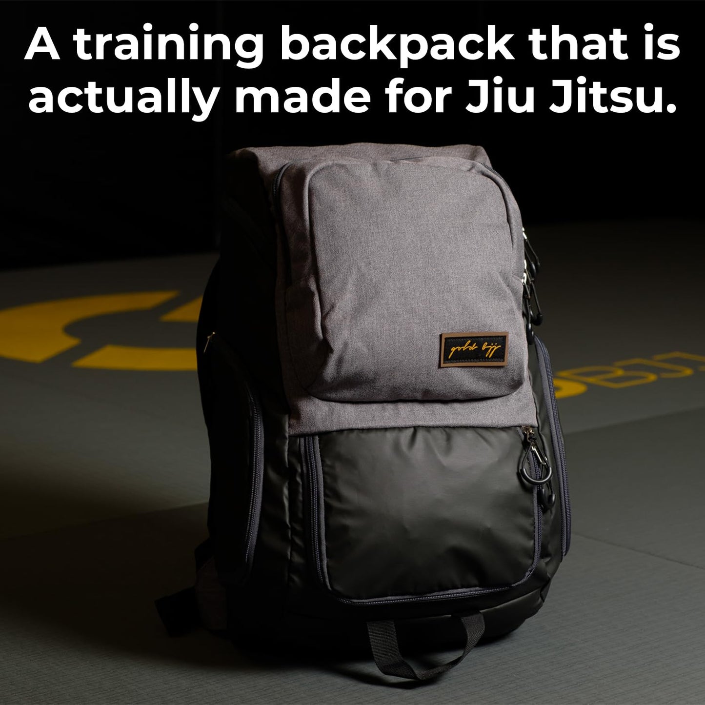 Gold BJJ Jiu Jitsu Backpack / Heavy Duty Gym Bag with Waterproof Gi Pocket - Grey