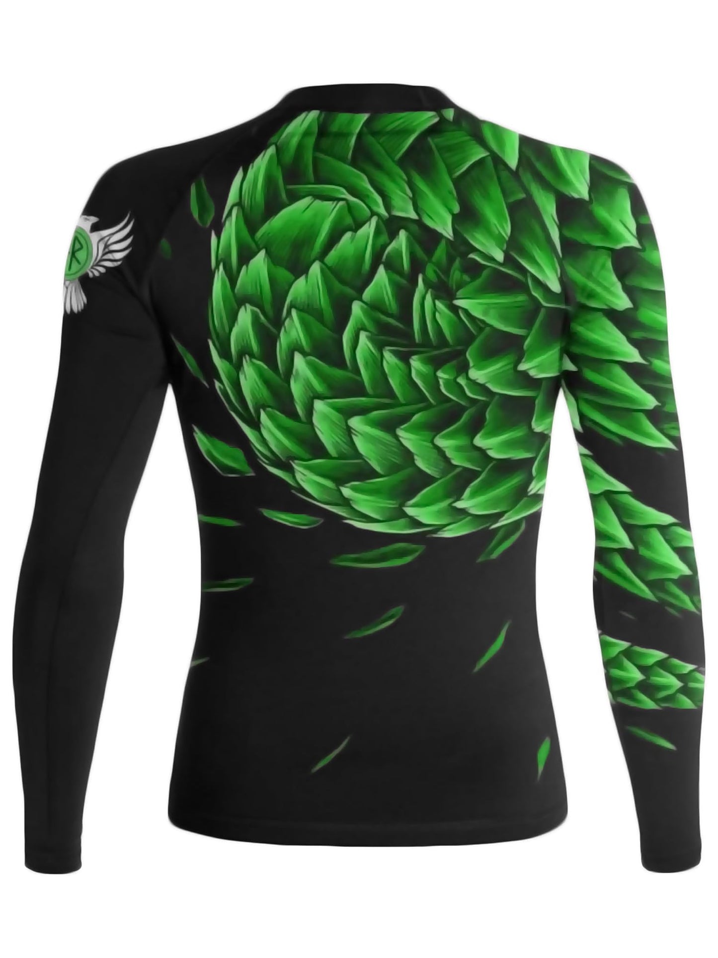 Raven Fightwear Women's Power Pangolin Long Sleeve Rash Guard - Black/Green