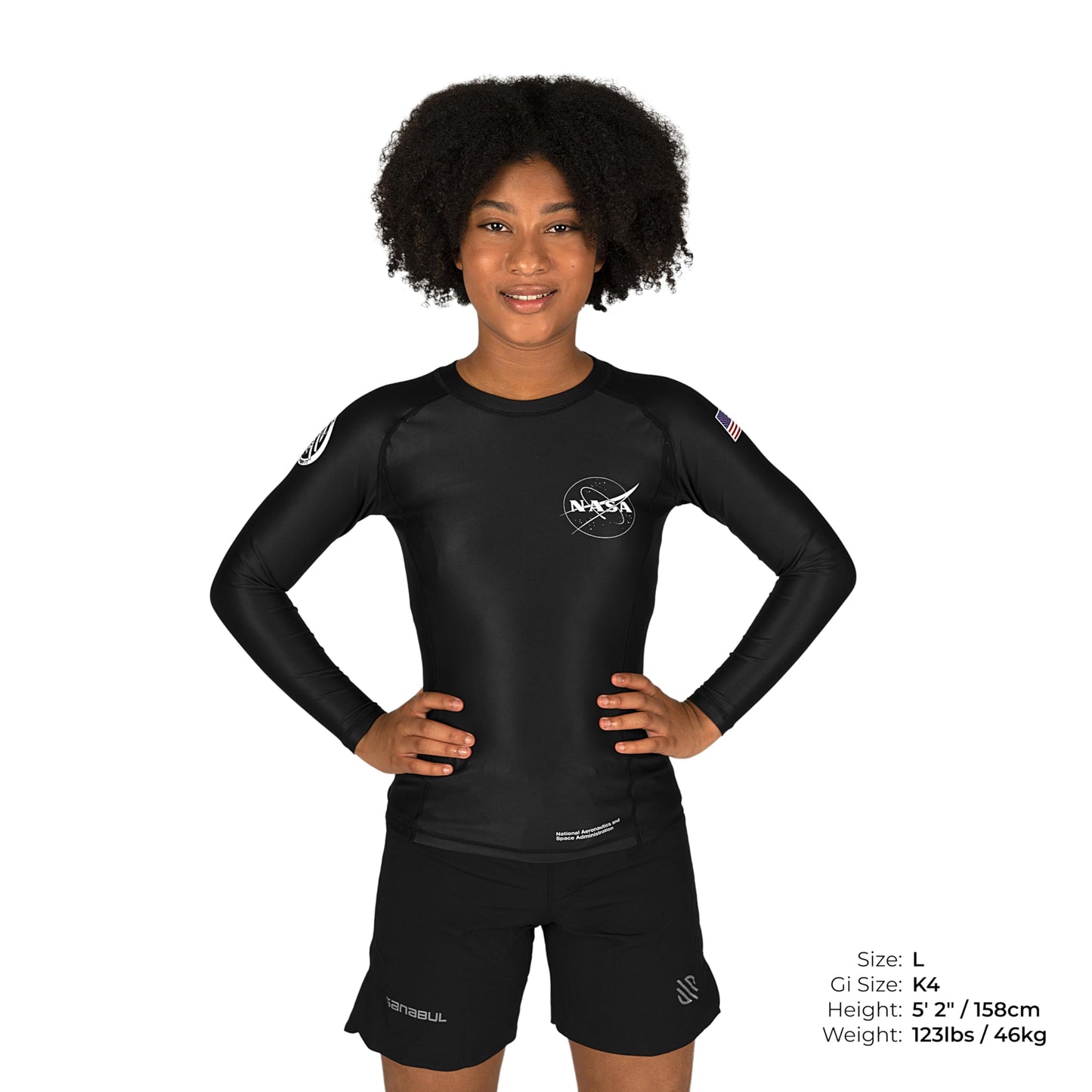 Sanabul Kids NASA Long Sleeve Compression Rash Guard - Black/White