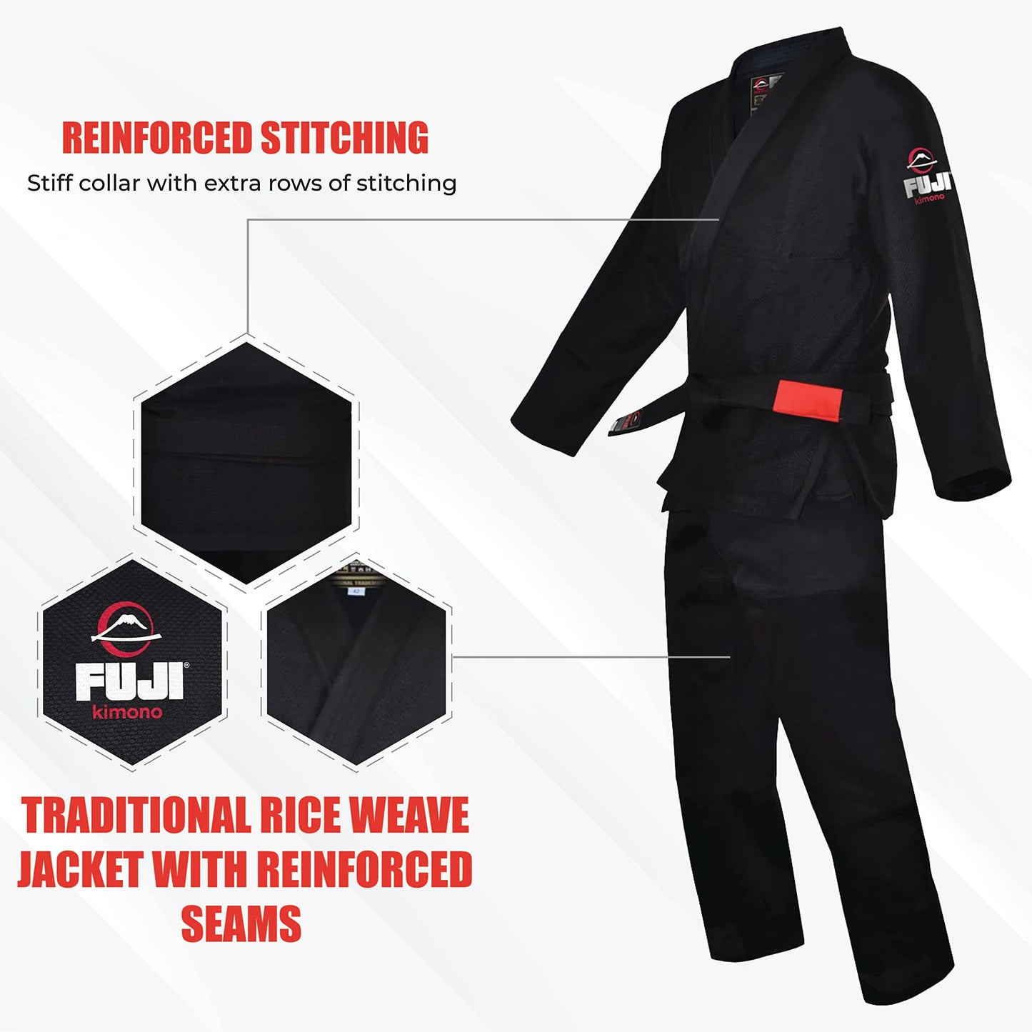 FUJI All Around Brazilian Style Jiu Jitsu Uniform - Black