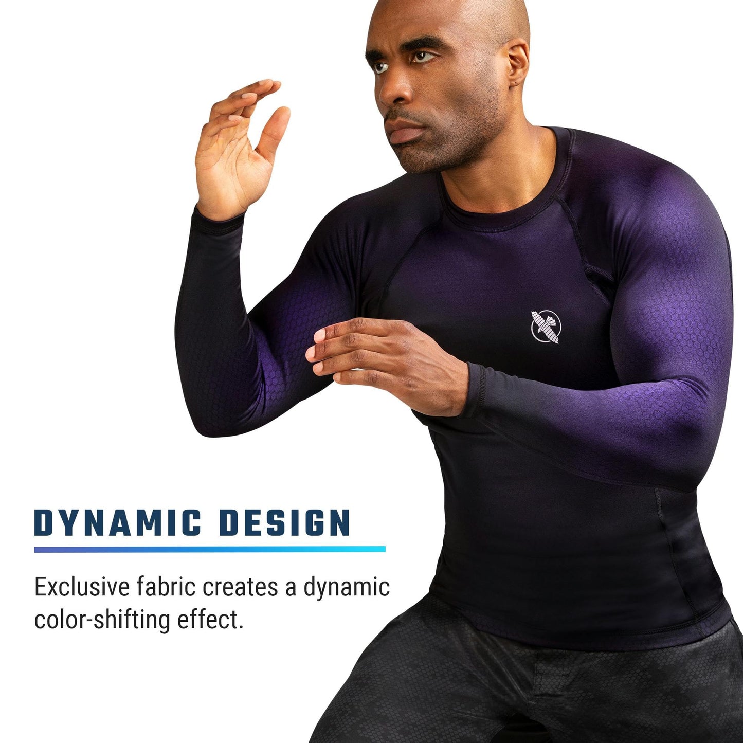 Hayabusa Fusion Long Sleeve Jiu Jitsu Rashguard - Black/Purple